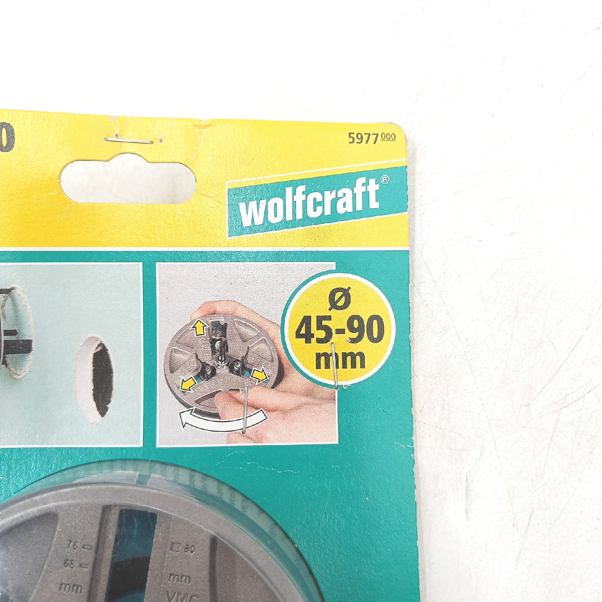 Wolfcraft Verstellbare Lochsäge 5977000 Universal Kreisschneider 45 bis 90 mm Holz Gipsplatten