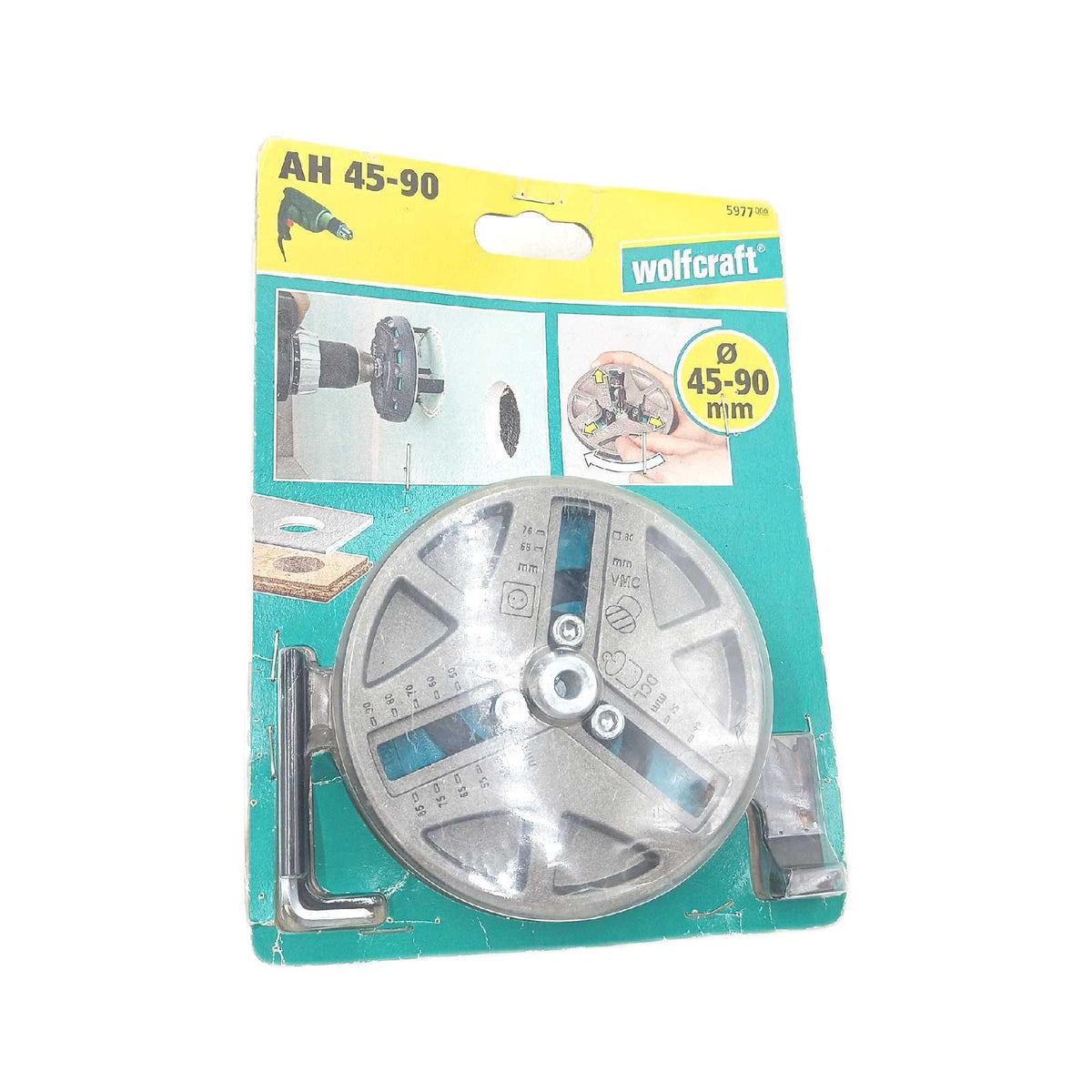 Wolfcraft Verstellbare Lochsäge 5977000 Universal Kreisschneider 45 bis 90 mm Holz Gipsplatten
