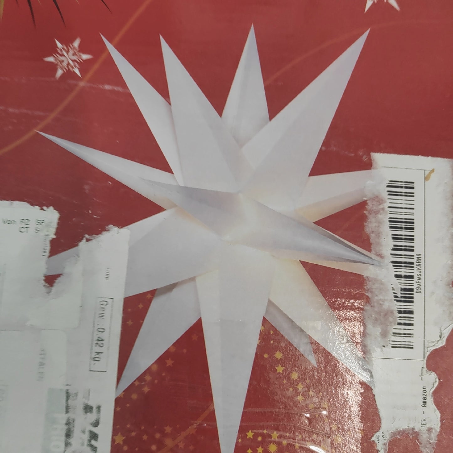 Qijieda 3D Weihnachtsstern Beleuchtet Außen  Batterie Timer 58cm led