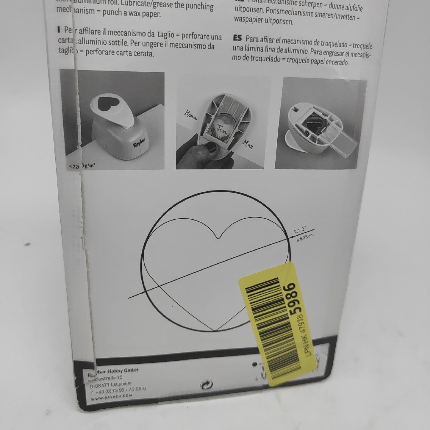 Rayher Papierstanzmaschine Bastelbedarf 58650000 Tab Punch Stanzwerkzeug für Papier