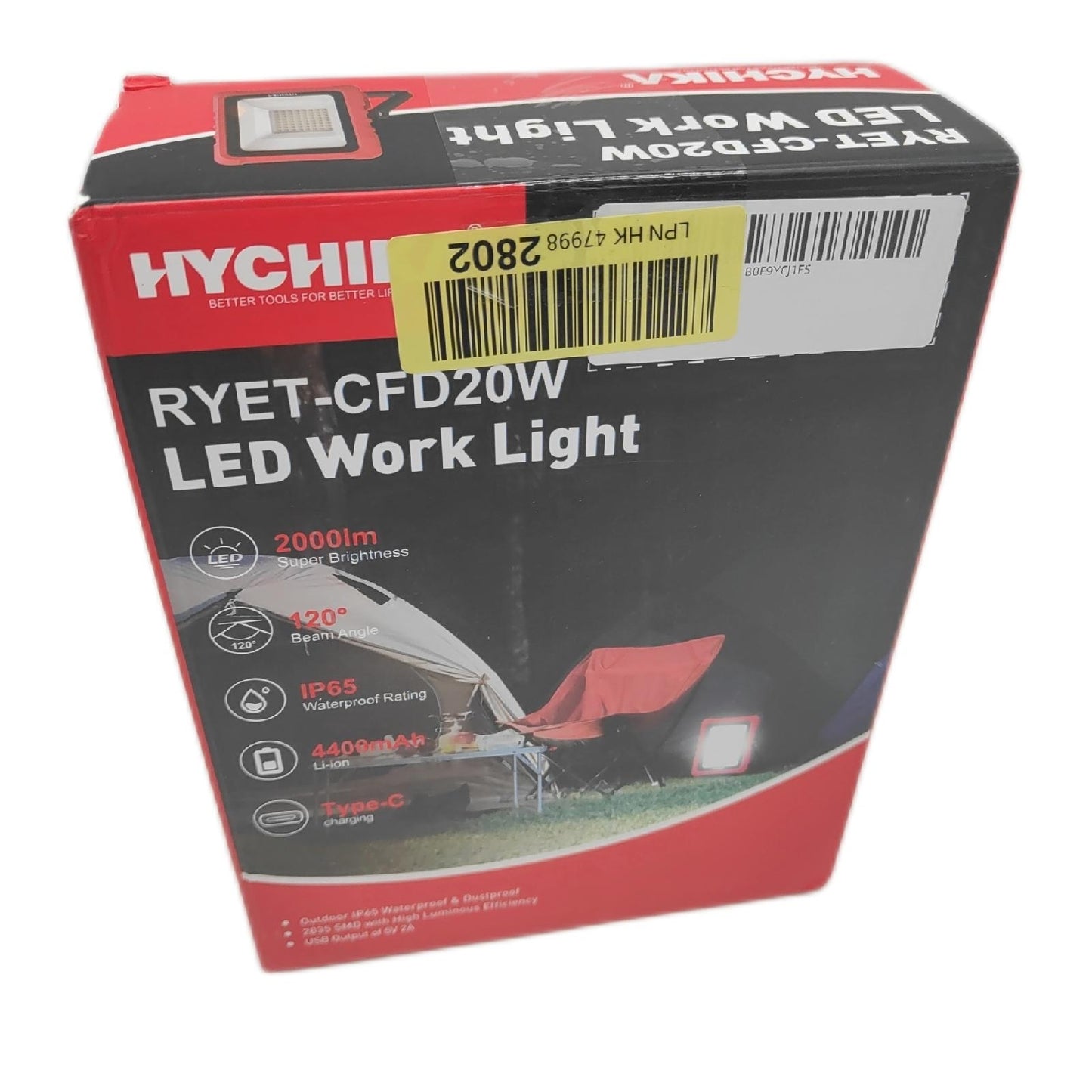 HYCHIKA LED Akku Strahler Beleuchtung Außen IP65 20W 2000 L