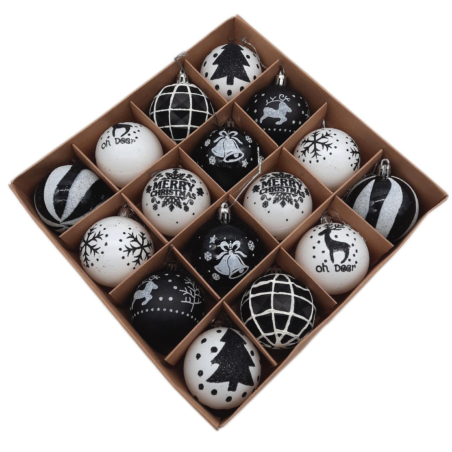 Ase Christbaumkugeln Weihnachtsdeko Kugeln Schwarz Weiß 16 Stück 6 CM