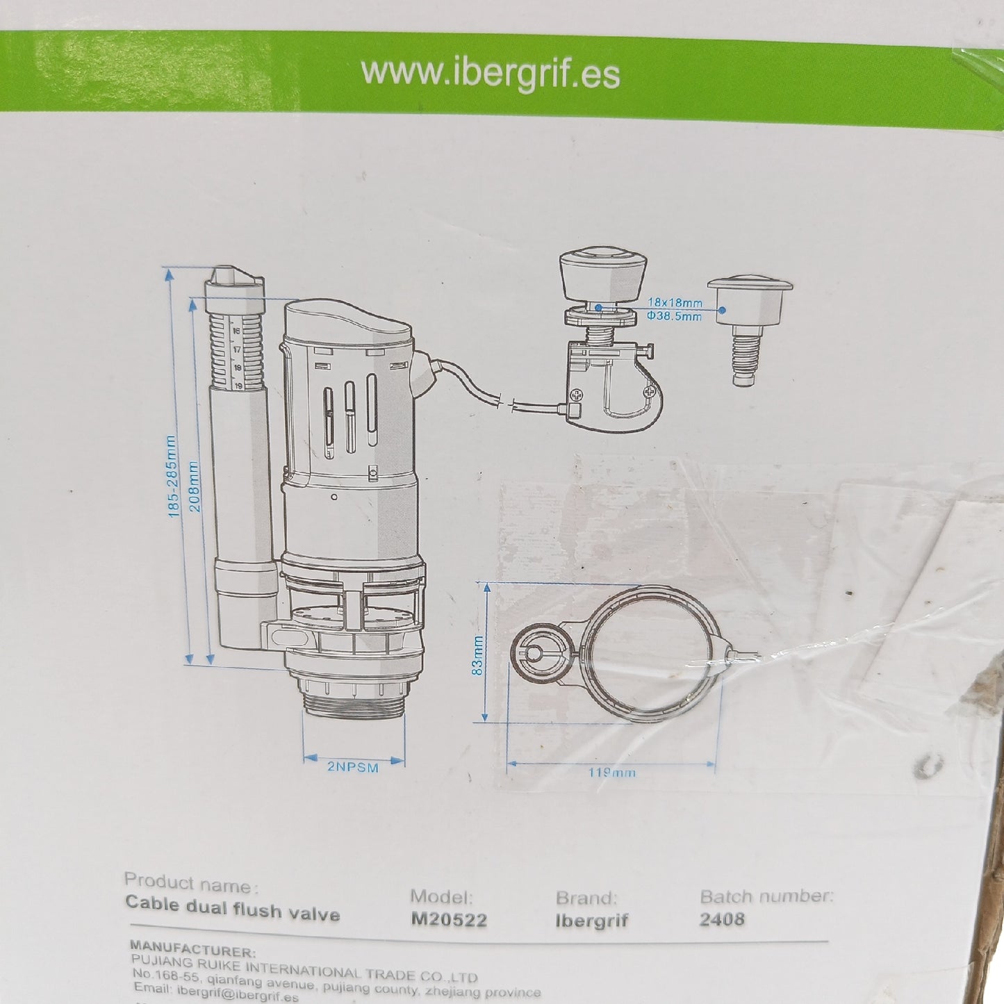Ibergrif WC Spülkasten Sanitär M20522 Wassersparend Einfach Installation Mit Kabel