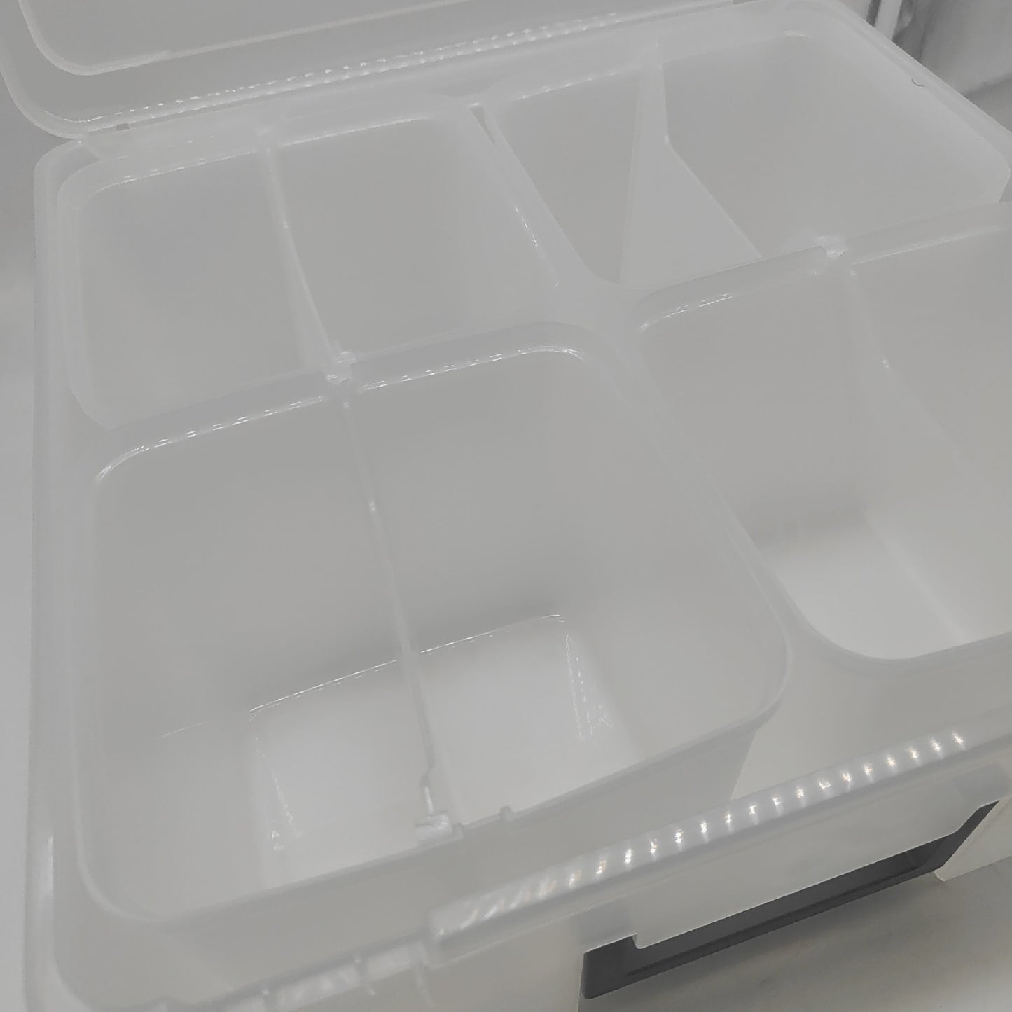 Iris Ohyama Box Lagerung Plastikbox Ordnung kleine Fächer Ecke beschädigt
