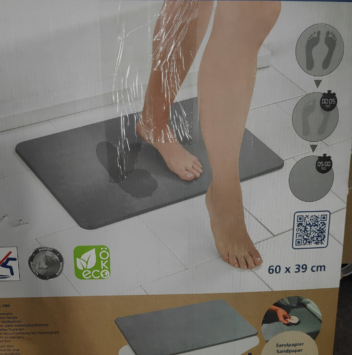 W KO Badematte Badezimmer Kieselgur schnell trockn rutschfest weich angenehm