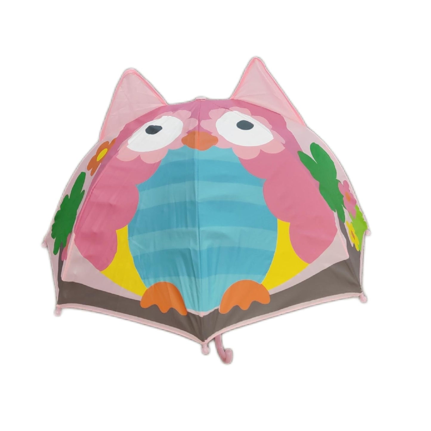 Relaxdays Kinderregenschirm Regenschutz Eule Modell 3D geeignet für Mädchen Jungen klein bunt