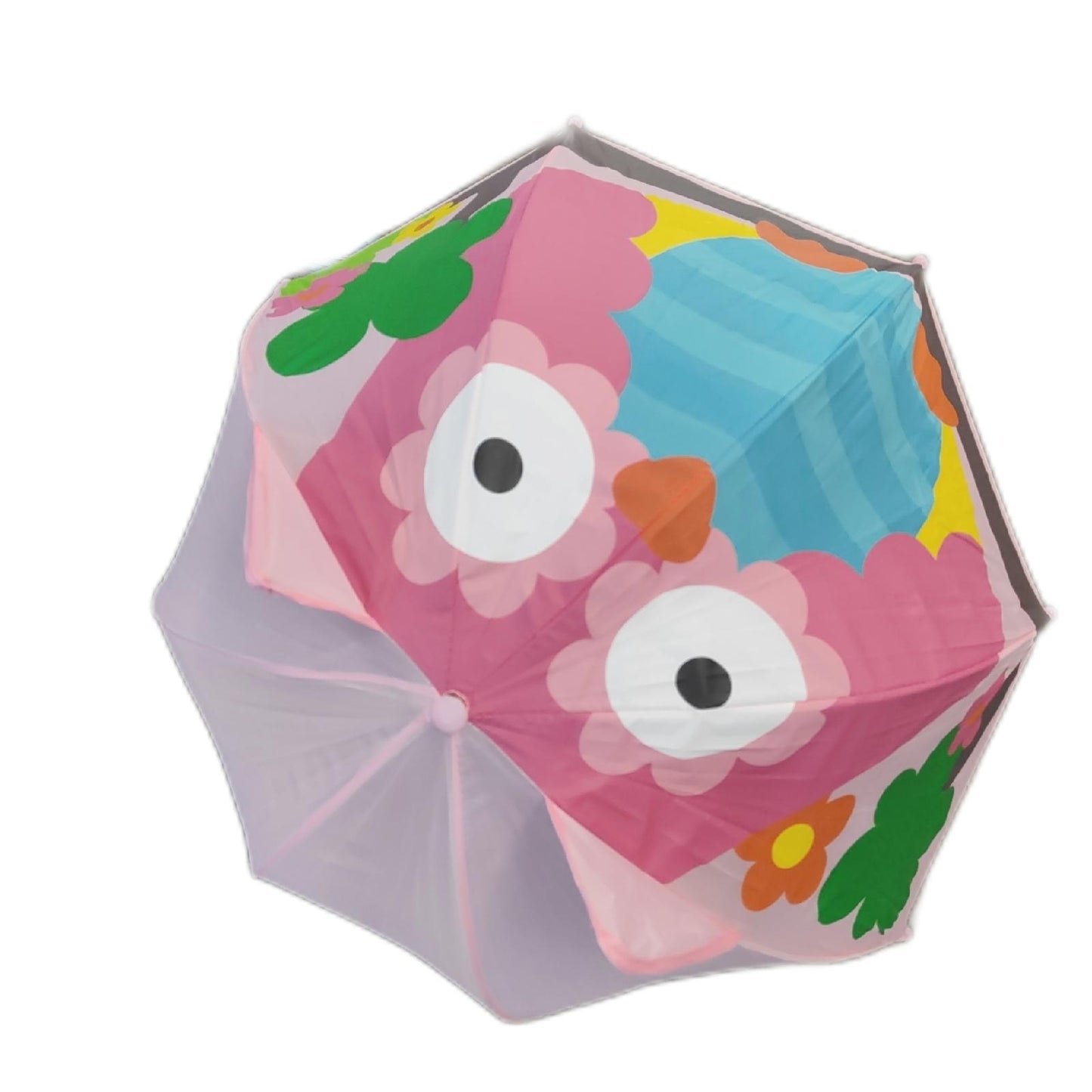 Relaxdays Kinderregenschirm Regenschutz Eule Modell 3D geeignet für Mädchen Jungen klein bunt