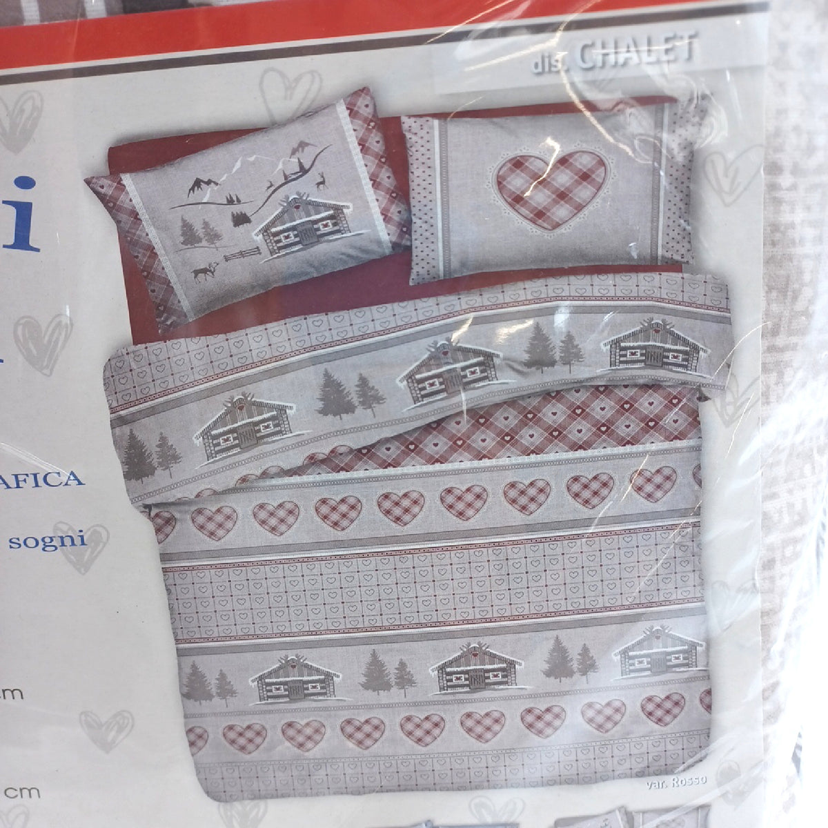 PENSIERI DELICATI DELICATE THOUGHTS Flanell Bettwasse Set Doppelbett 100 Prozent Baumwolle Chalet Rot
