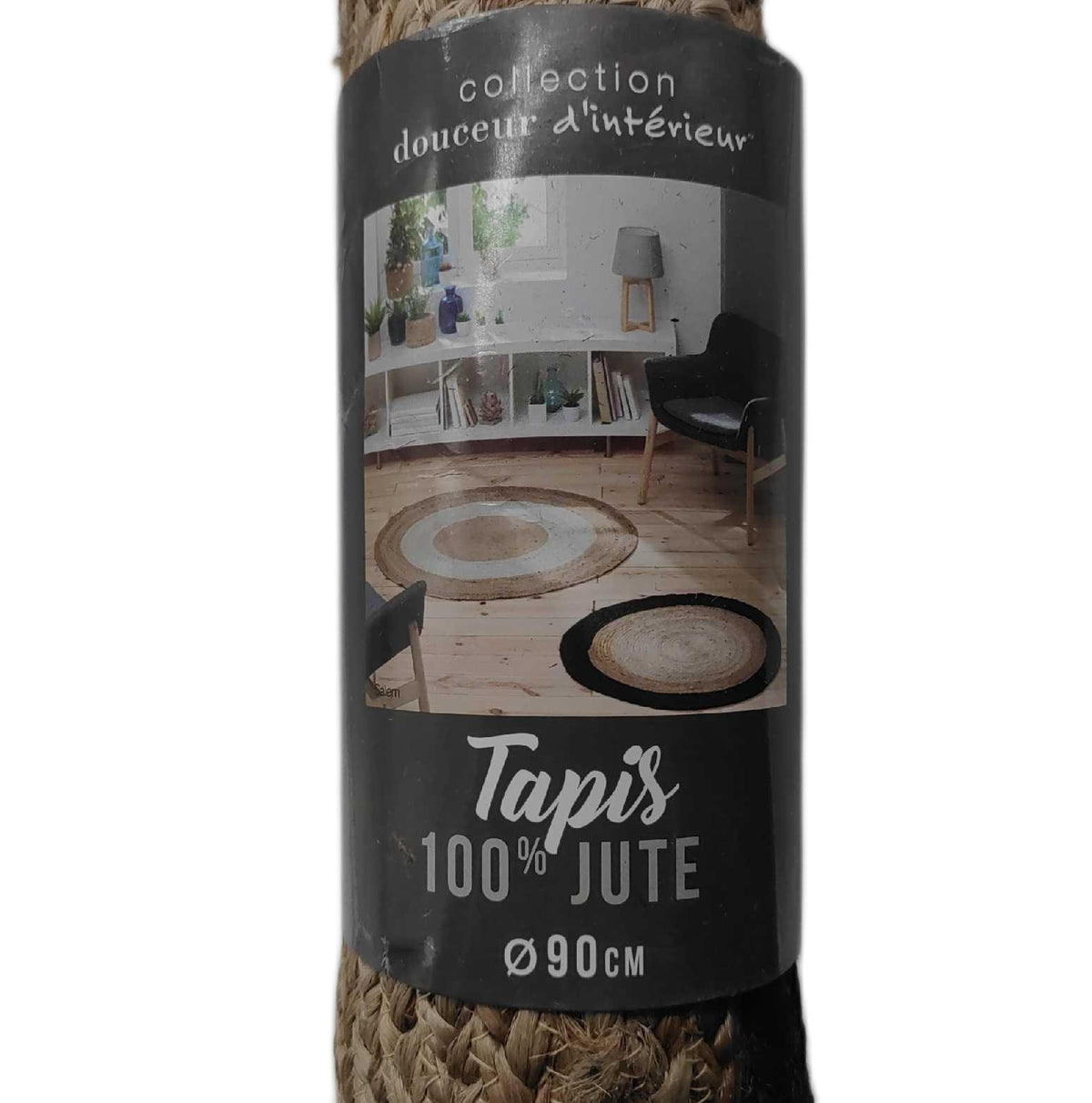 Douceur dInterieur Teppich Heimtextilien Salem schwarz zweifarbig rund Jute elegant