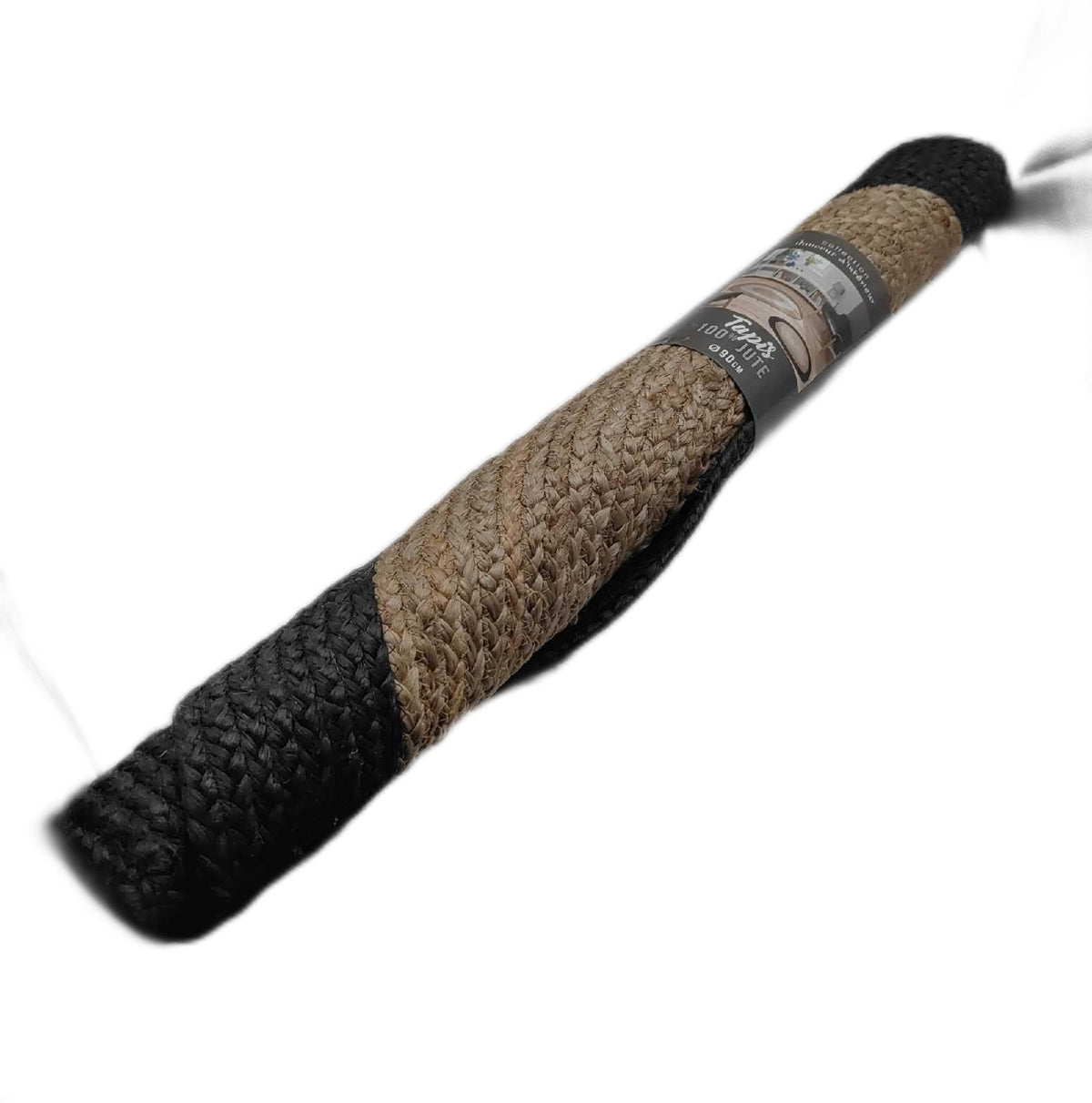 Douceur dInterieur Teppich Heimtextilien Salem schwarz zweifarbig rund Jute elegant