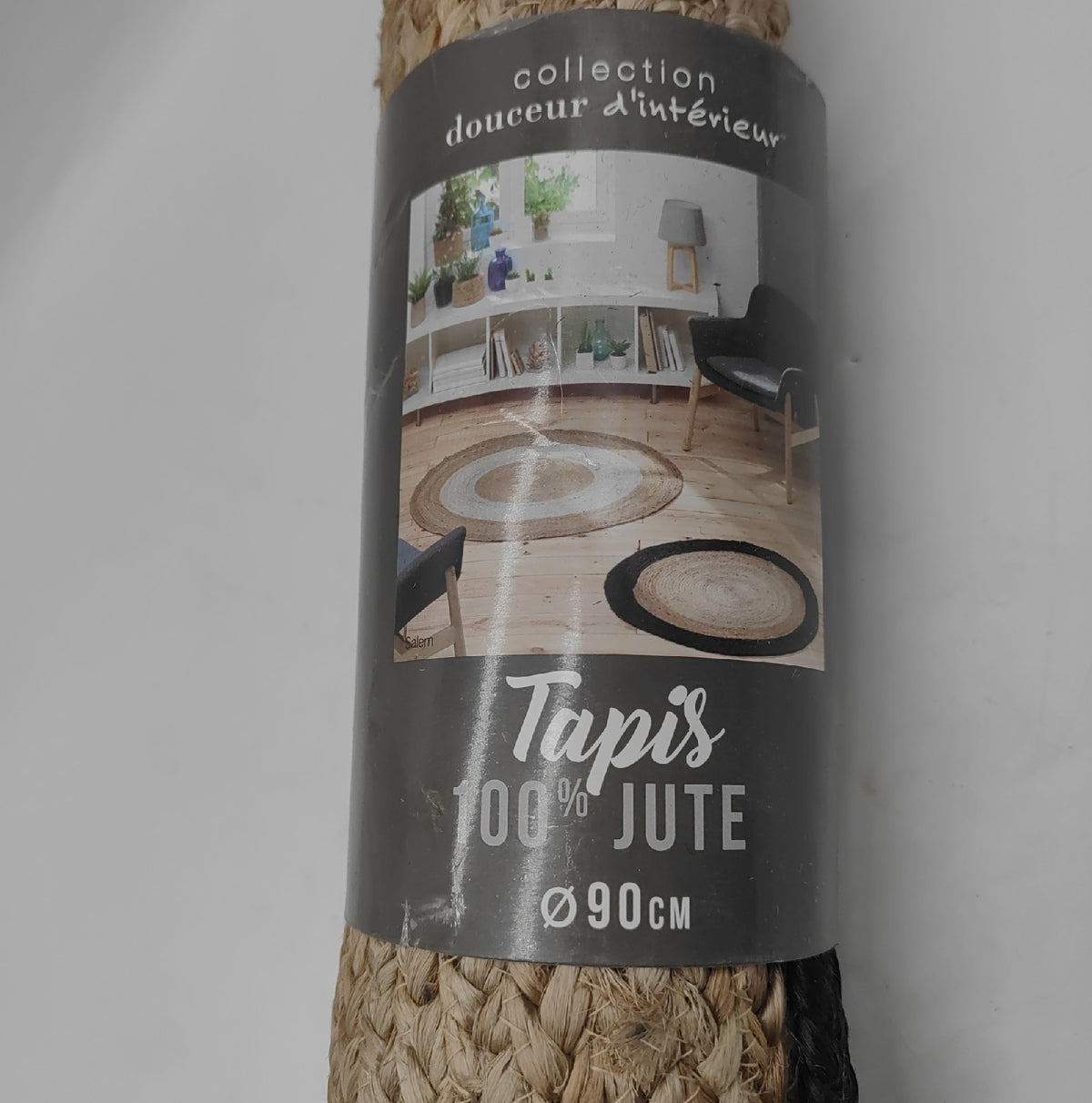 Douceur dInterieur Teppich Heimtextilien Salem schwarz zweifarbig rund Jute elegant