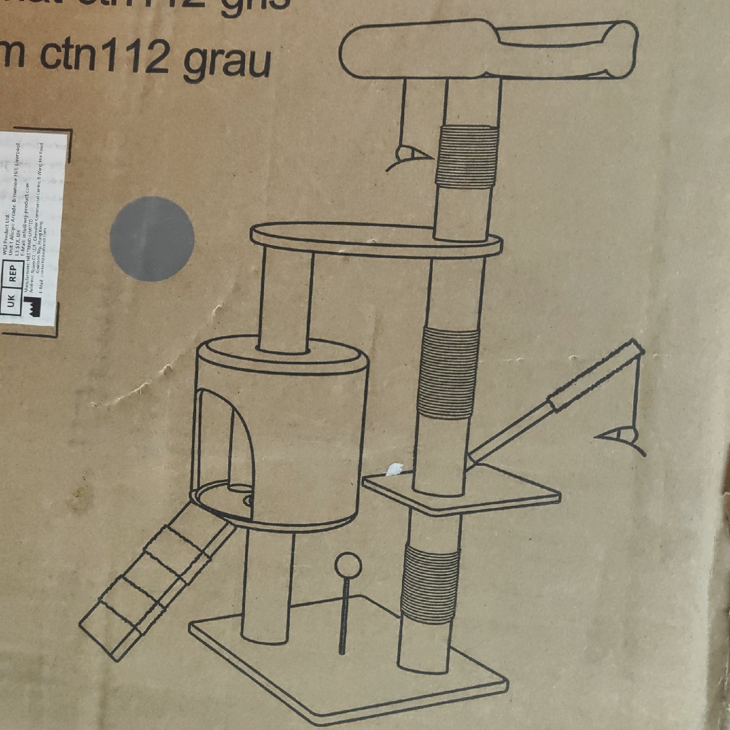 Katz Kletterbaum Tiermöbel Höhe 112 cm Mehrstöckiger Baum für Katzen Spiel