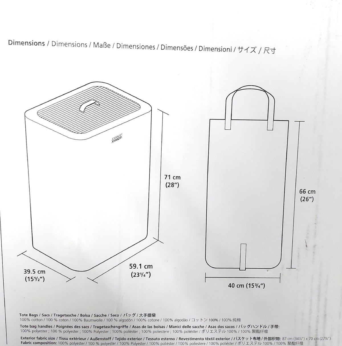 Joseph Joseph Wäschesortierer Haushaltshelfer Tota Trio 90 Liter Deckel heraus