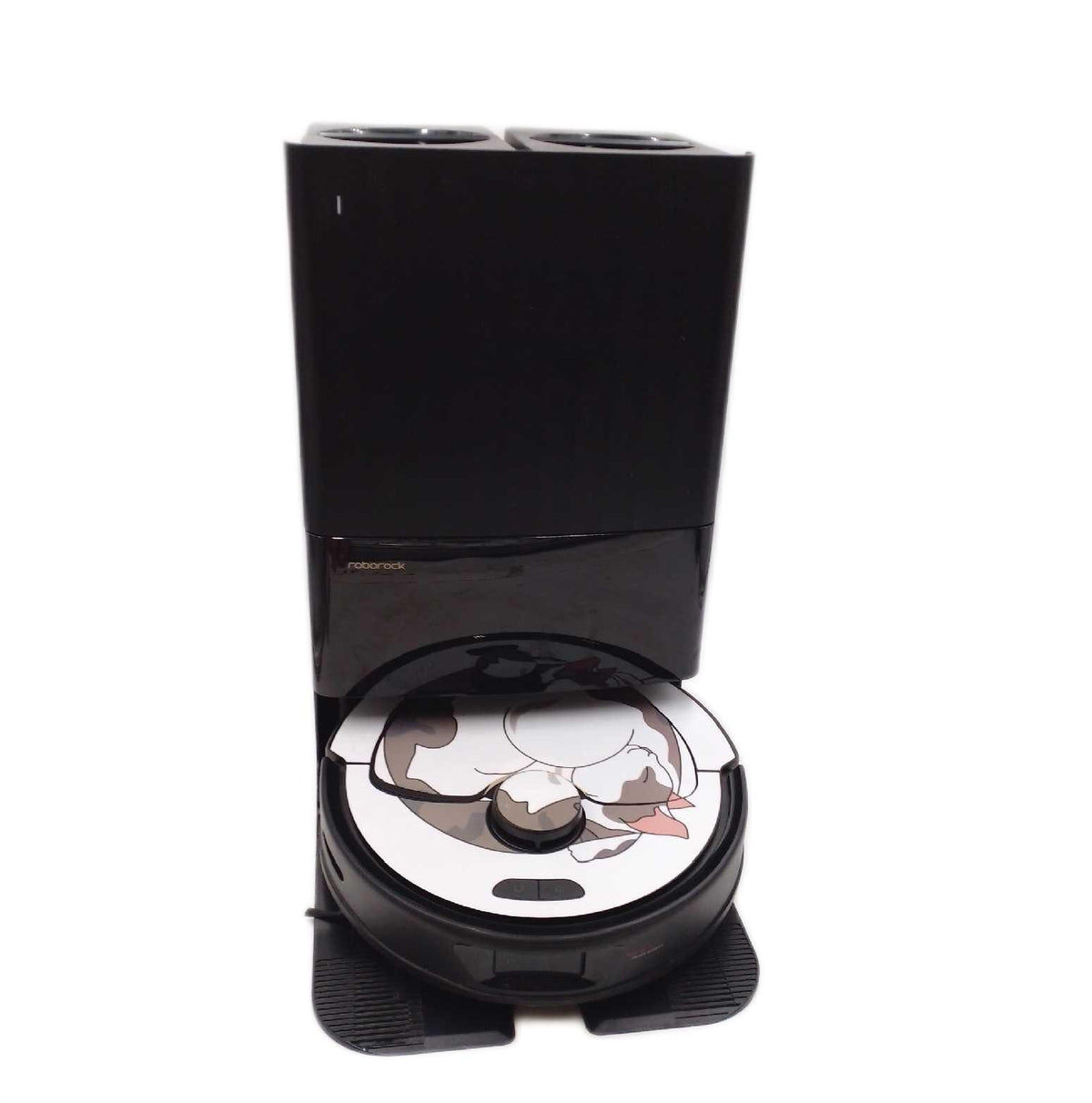 Roborock Qrevo Saugroboter mit Wischfunktion Absaugstation 5500 Pa Staubbeutel Katzemotiv