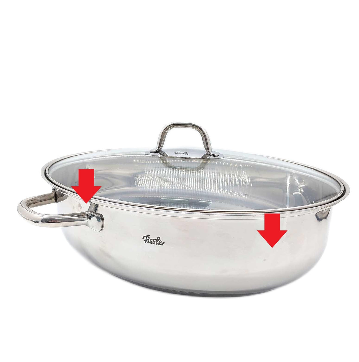 Fissler Edelstahl Auflaufform 88 l 38 cm gross Deckel gebraucht Gebrauchssp