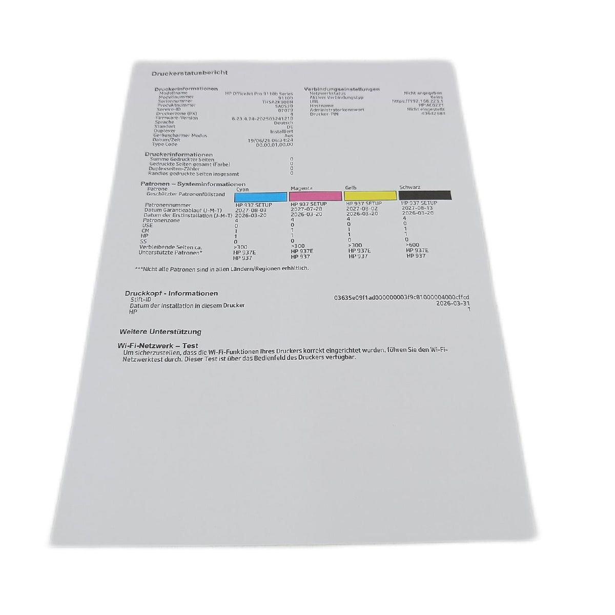 HP OfficeJet Pro Tintenpatronen Druckerzubehör 9110b Füllstandsan