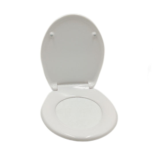 Amazon Basics - Robuster WC-Sitz aus Urea-Material mit Absenkautomatik, leicht abnehmbar,U form, 37 x 42.5 cm, Universalgröße, Weiß