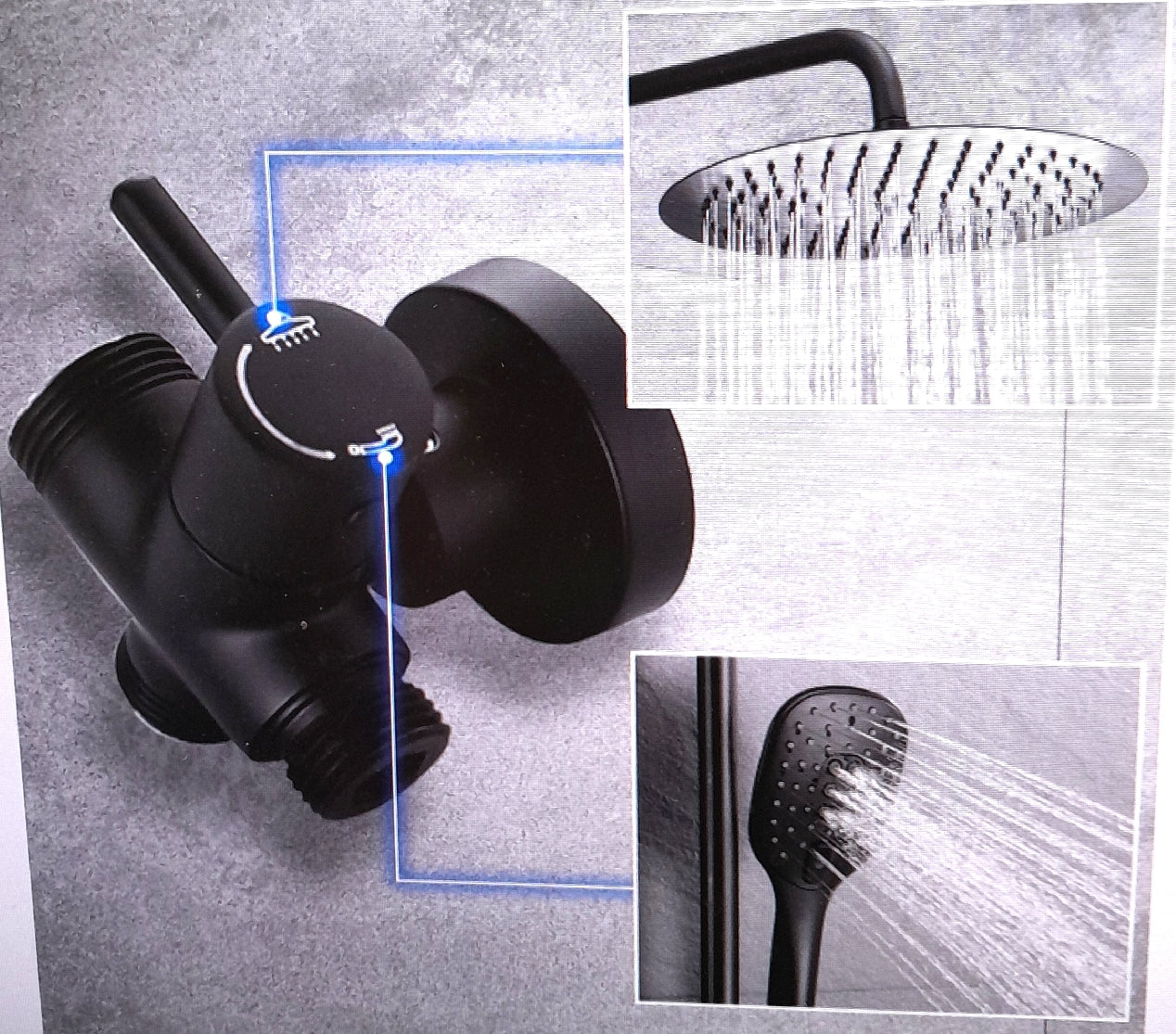 Görbach Duschsystem Badarmaturen Hochhäuser Duschset Modern Design Schwarz