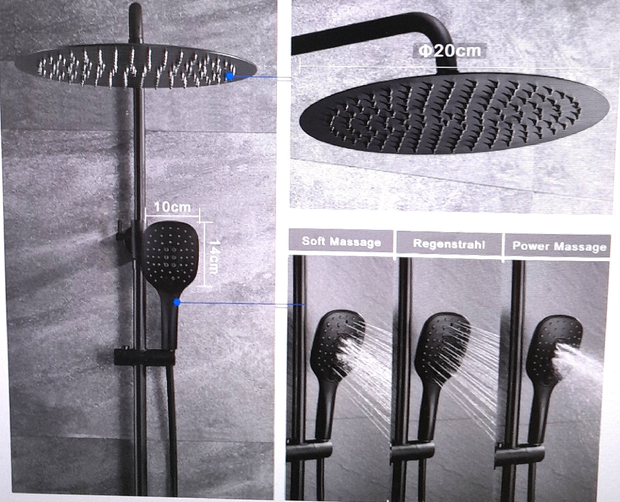 Görbach Duschsystem Badarmaturen Hochhäuser Duschset Modern Design Schwarz