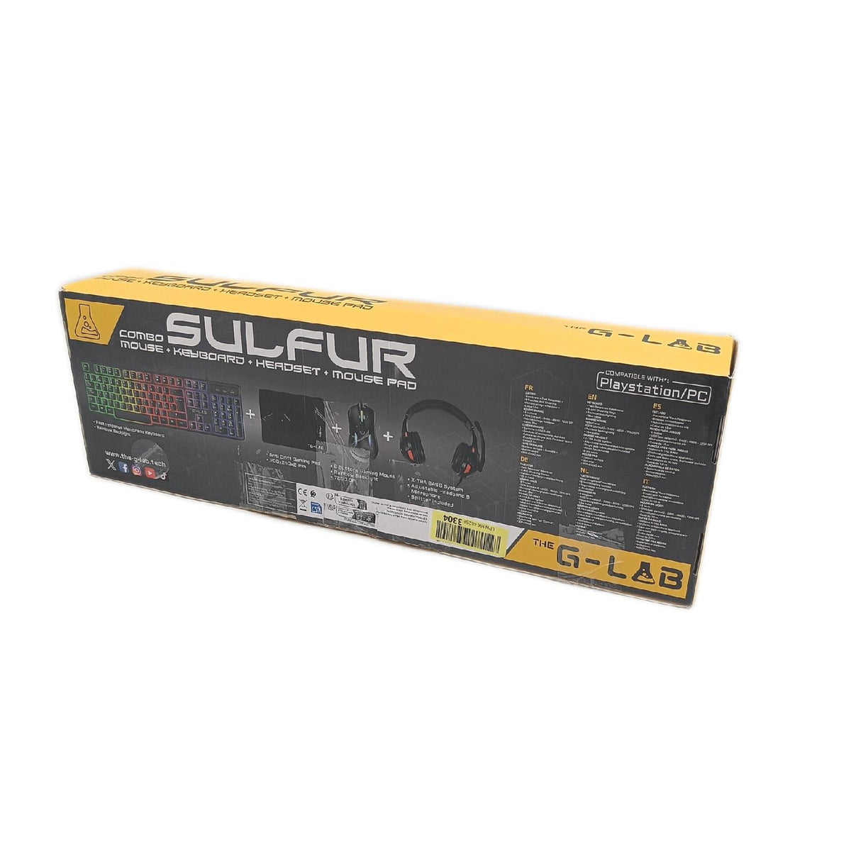 G Lab Combo Sulfur Pack 4 en 1 Gaming Tastatur QWERTY Gamer Maus 3600 dpi