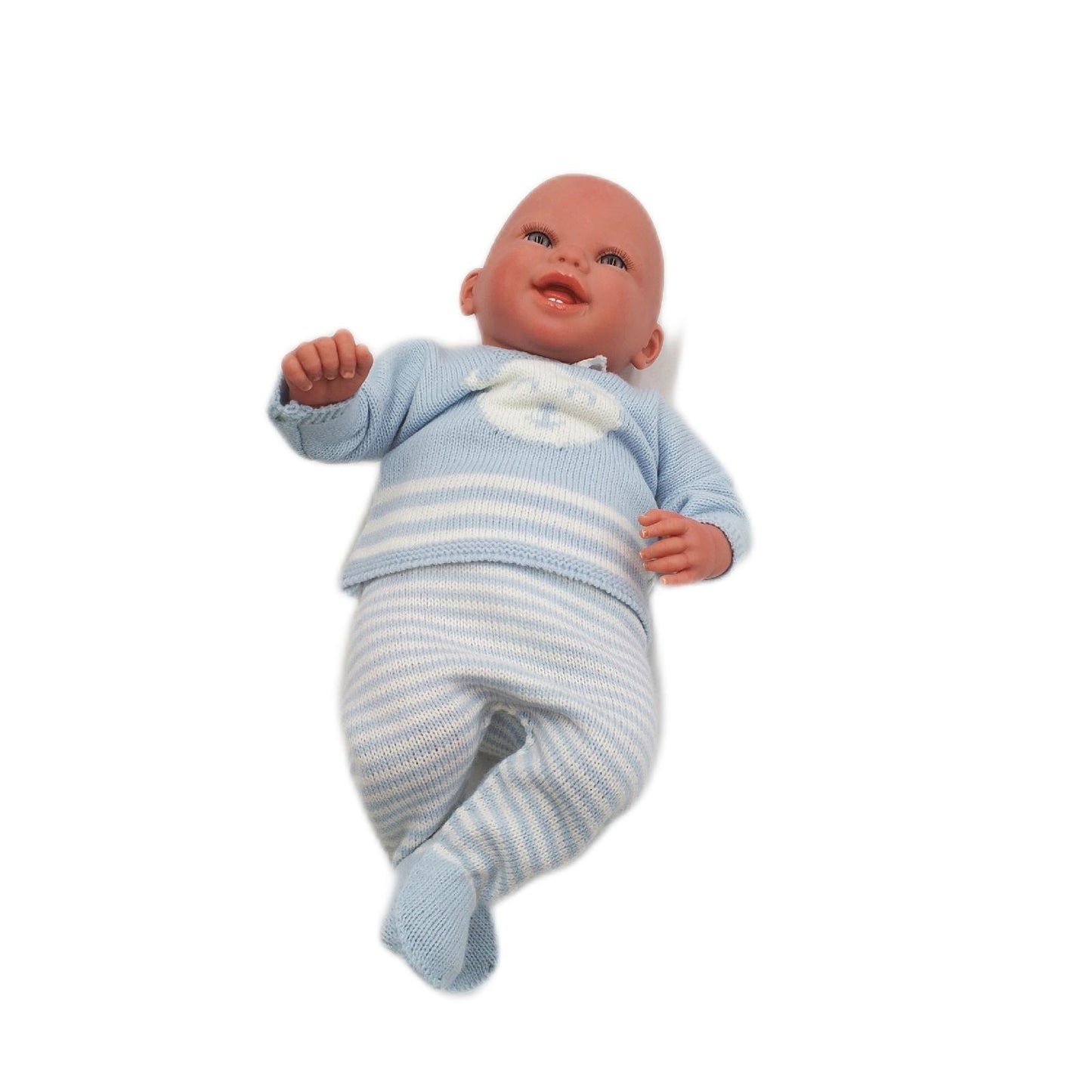 Arias Rebornpuppe Babys Puppe 40 cm blau weiß gestreifte Kleidung passende De