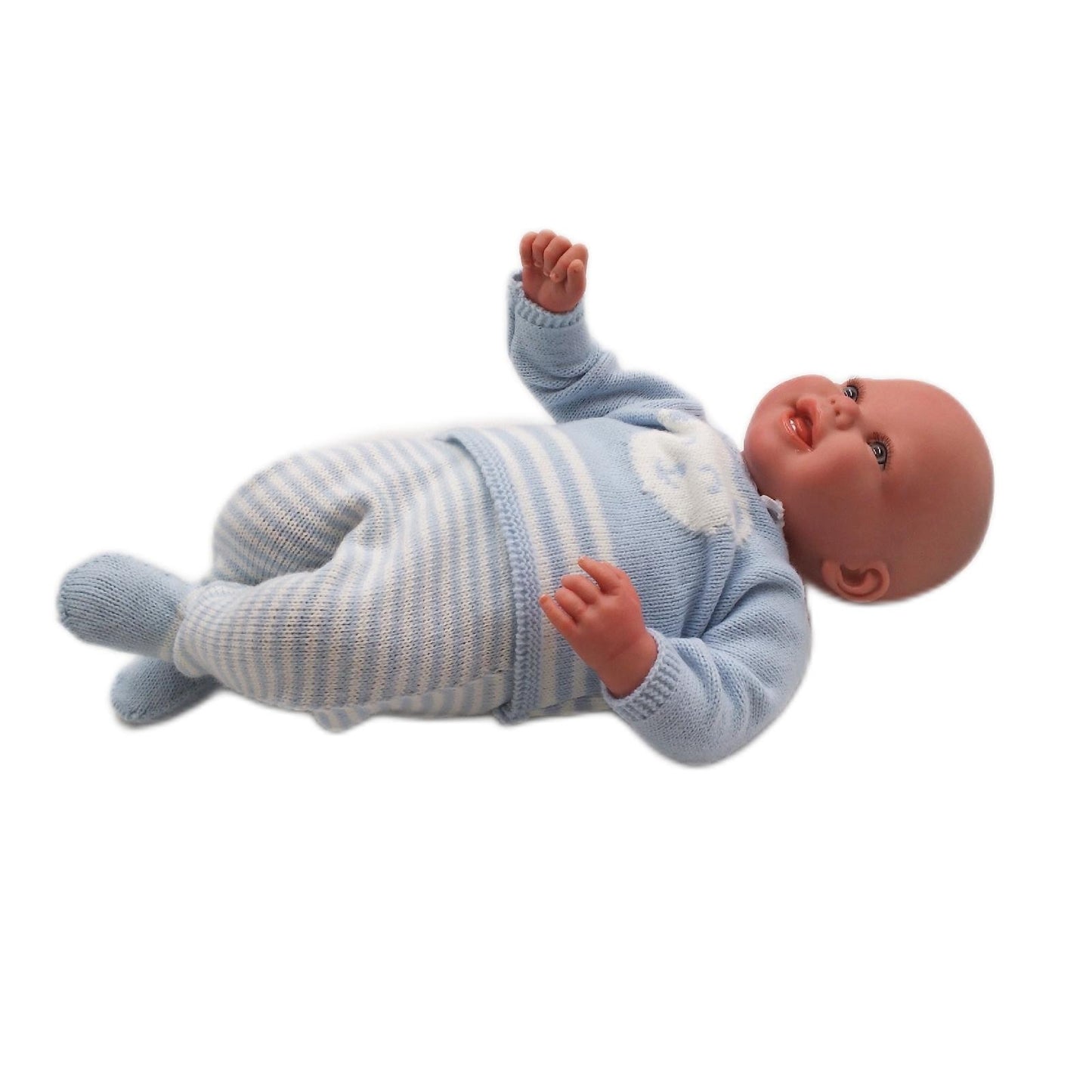 Arias Rebornpuppe Babys Puppe 40 cm blau weiß gestreifte Kleidung passende De