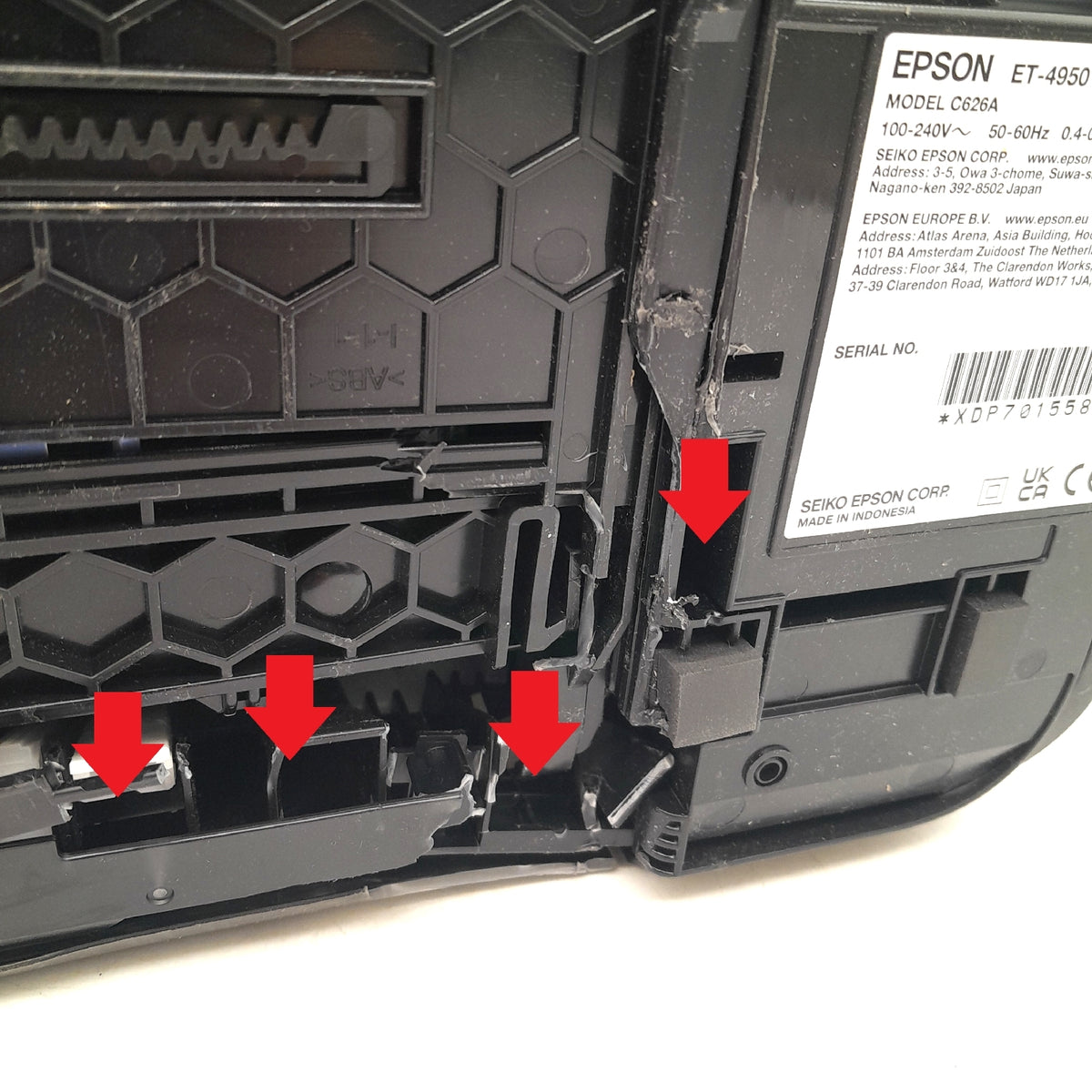Epson EcoTank ET 4950 Tintentankdrucker Transportschaden Rückseite geb