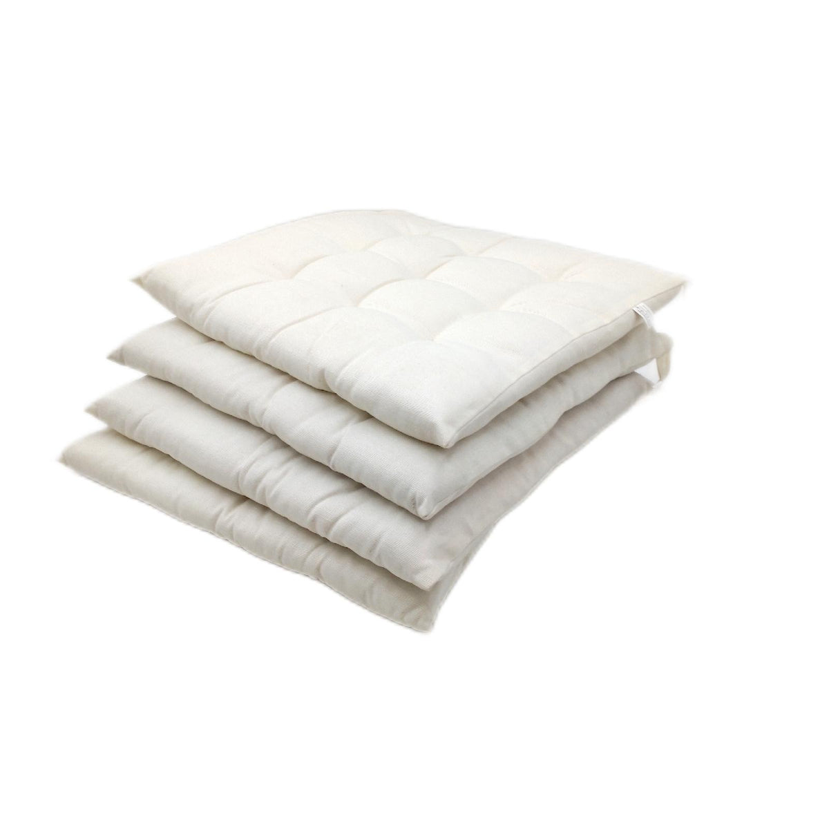 Brandsseller 4er Set Sitzkissen 40x40x5 cm Stuhlkissenmatte mit Haltebändern gesteppt Weiß