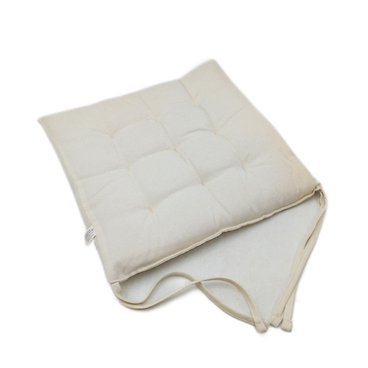 Brandsseller 4er Set Sitzkissen 40x40x5 cm Stuhlkissenmatte mit Haltebändern gesteppt Weiß