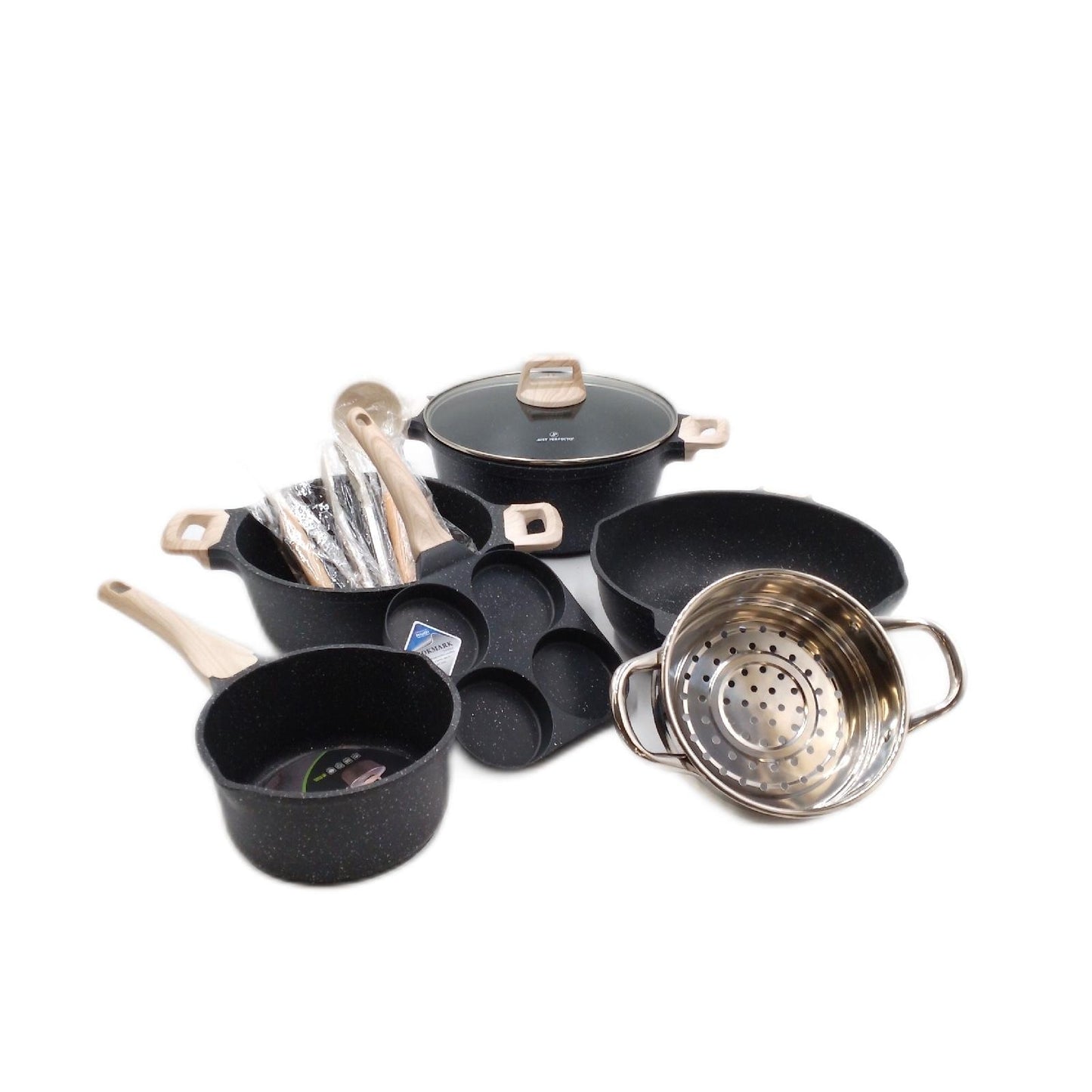 Just Perfecto Kochgeschirrset Küche Set mit 21 Töpfe und Pfannen Antihaft