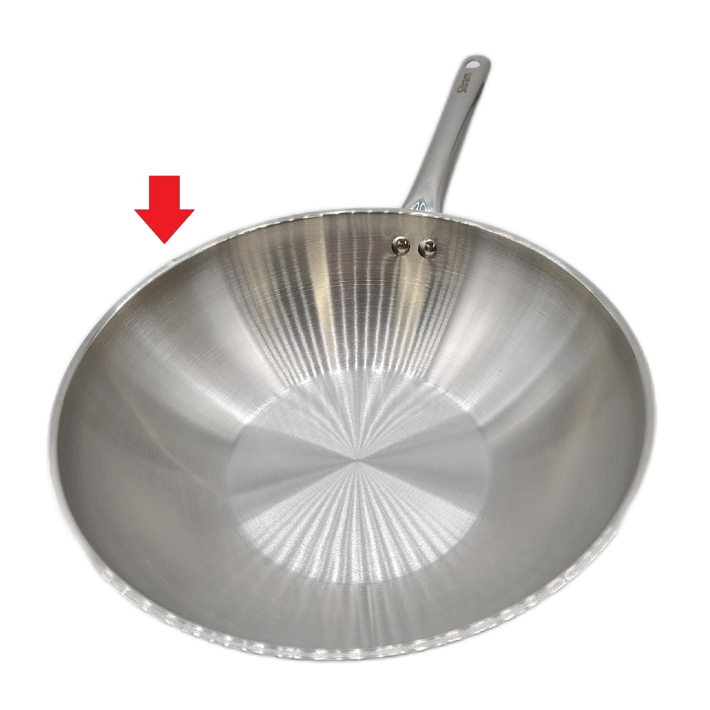 Sitram 717097 Wok Endurance 28cm Edelstahl Pfanne kleiner Mangel Rand