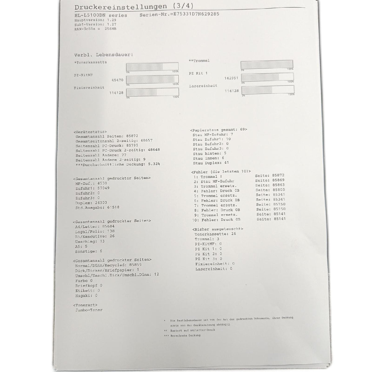 Brother Laserdrucker Büroausstattung HL L5100DN A4 Duplex LAN schnelle Ausgabe