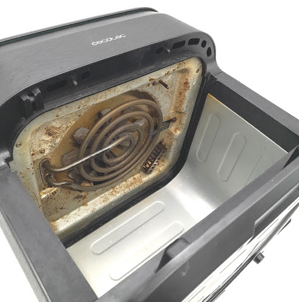 Cecotec Heissluftfritteuse Cecofry und Grill Smokin 8500 Plus 2200 W stark verschmutzt Griff defekt