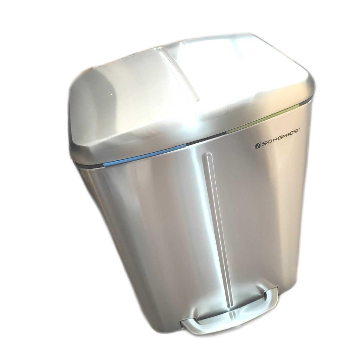SONGMICS Mülleimer 40 L mit 2 Fächern Treteimer aus Metall 2 x 20 L Abfalleimer