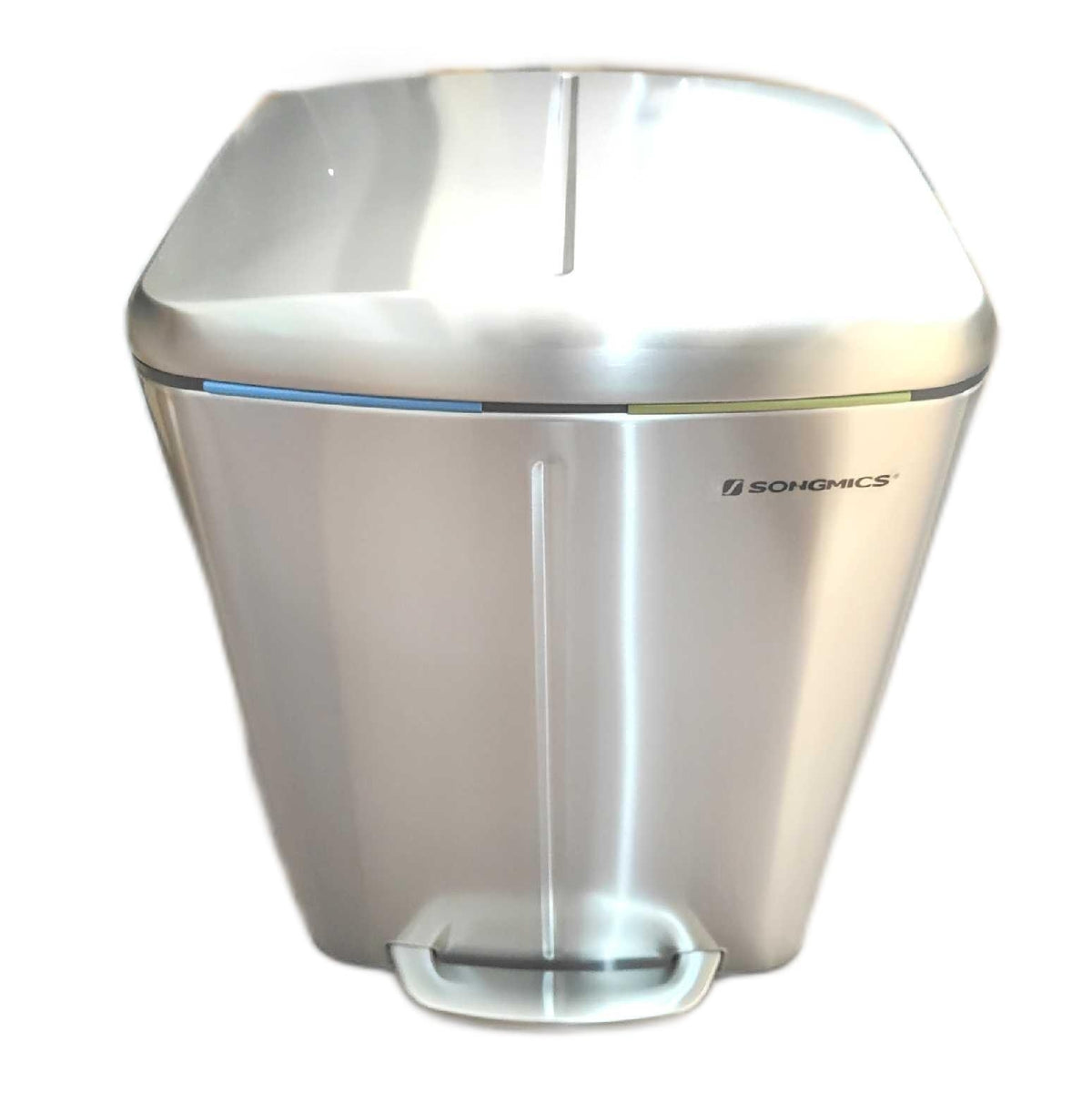 SONGMICS Mülleimer 40 L mit 2 Fächern Treteimer aus Metall 2 x 20 L Abfalleimer