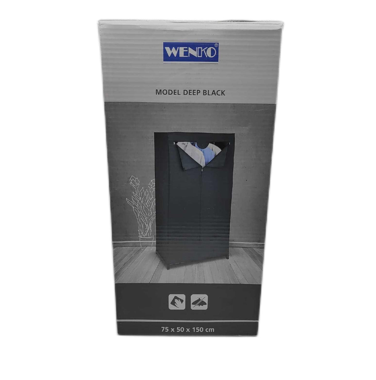 Wenko Kleiderschrank Deep Black Polyethylen Vinylacetat 75 x 150 x 50 cm Schwarz