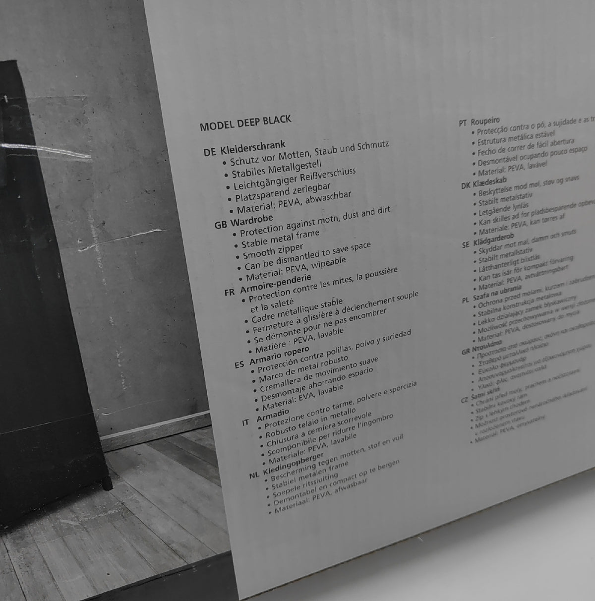 Wenko Kleiderschrank Deep Black Polyethylen Vinylacetat 75 x 150 x 50 cm Schwarz