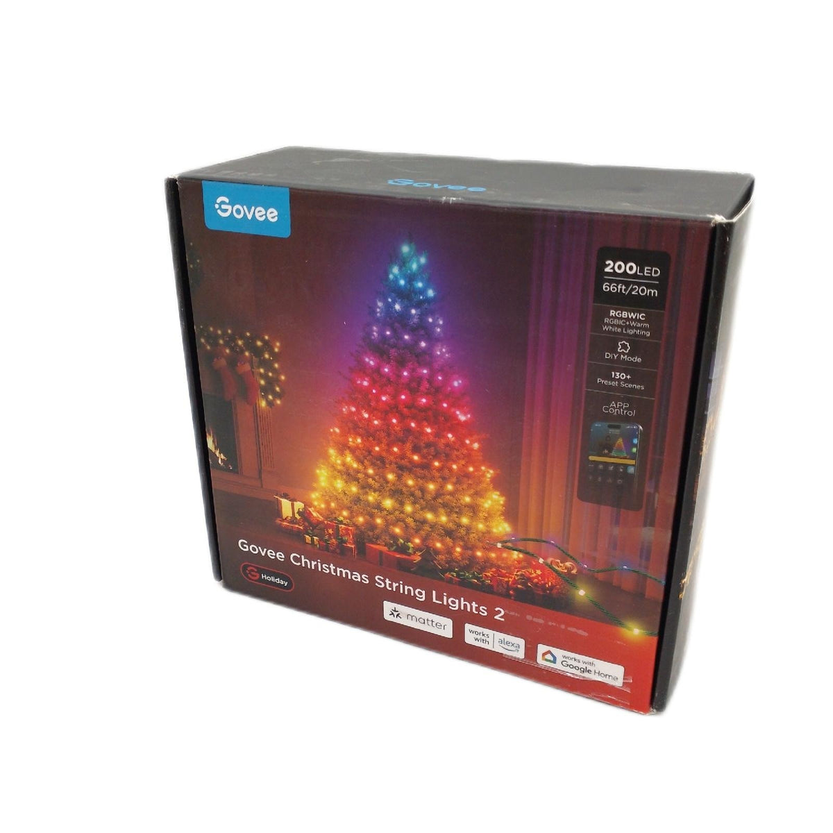 Govee htung RGBWIC 20M Weihnachtsbeleuchtung Außen 200 LEDs Lichterkette Innen Shape Mapping 130 Szenen Modi matter kompatibel grünes Kabel