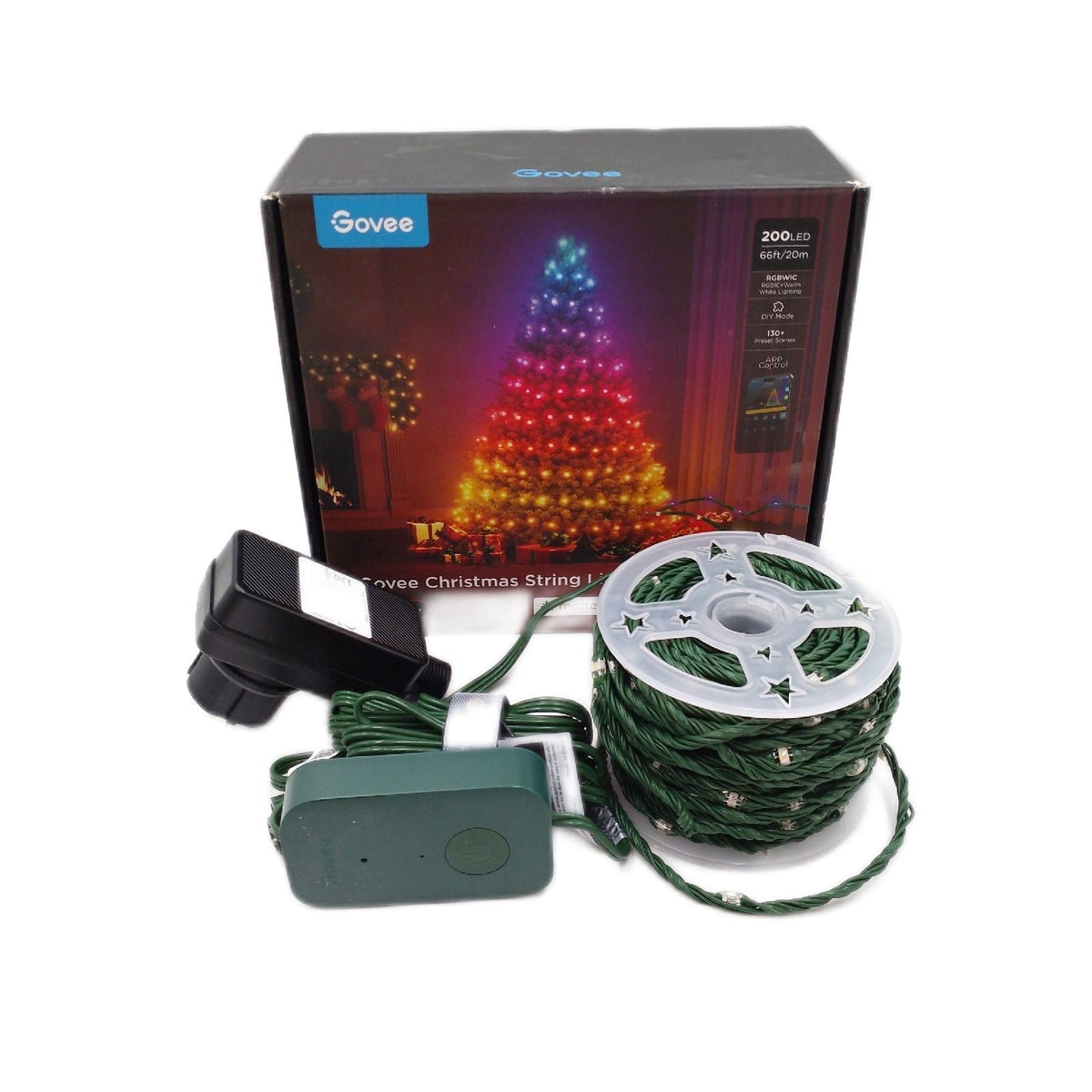 Govee htung RGBWIC 20M Weihnachtsbeleuchtung Außen 200 LEDs Lichterkette Innen Shape Mapping 130 Szenen Modi matter kompatibel grünes Kabel