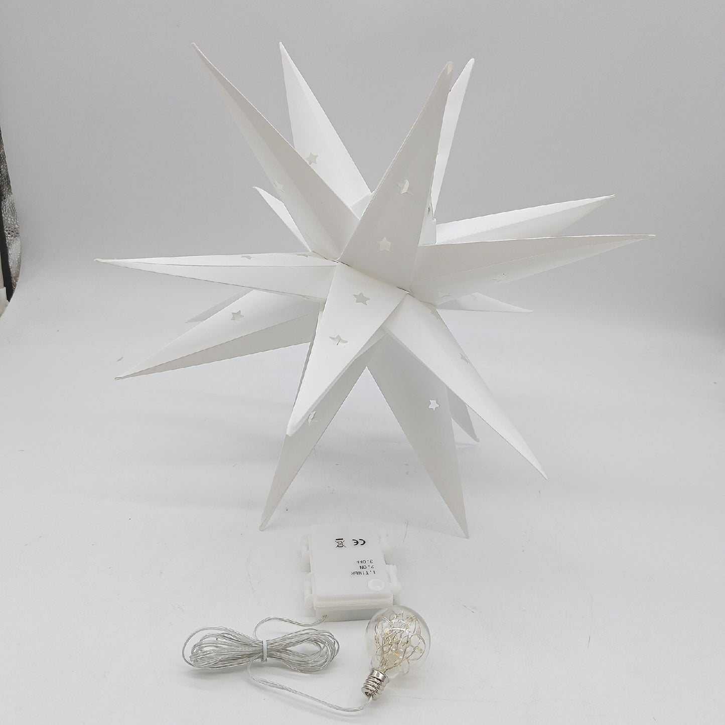 3D Weihnachtsstern Beleuchtung Fenster Dekoration 45cm LED Batterie Timer festlich