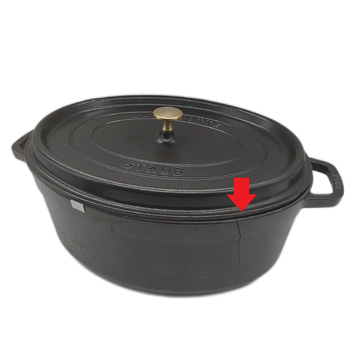 STAUB Gusseisen Bräter Cocotte Oval 37 cm 8 L Bruch Riss