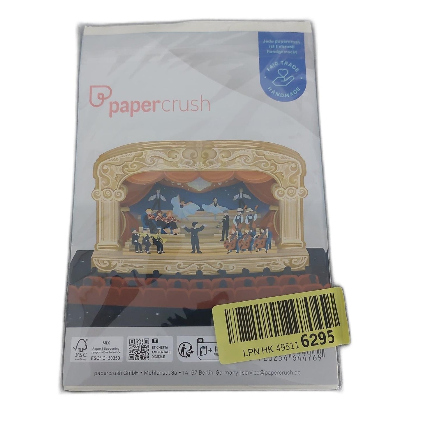 papercrush Pop Up Karte Gutschein Geschenkverpackung Theaterliebhaber Geburtstag Musical Oper Ballett