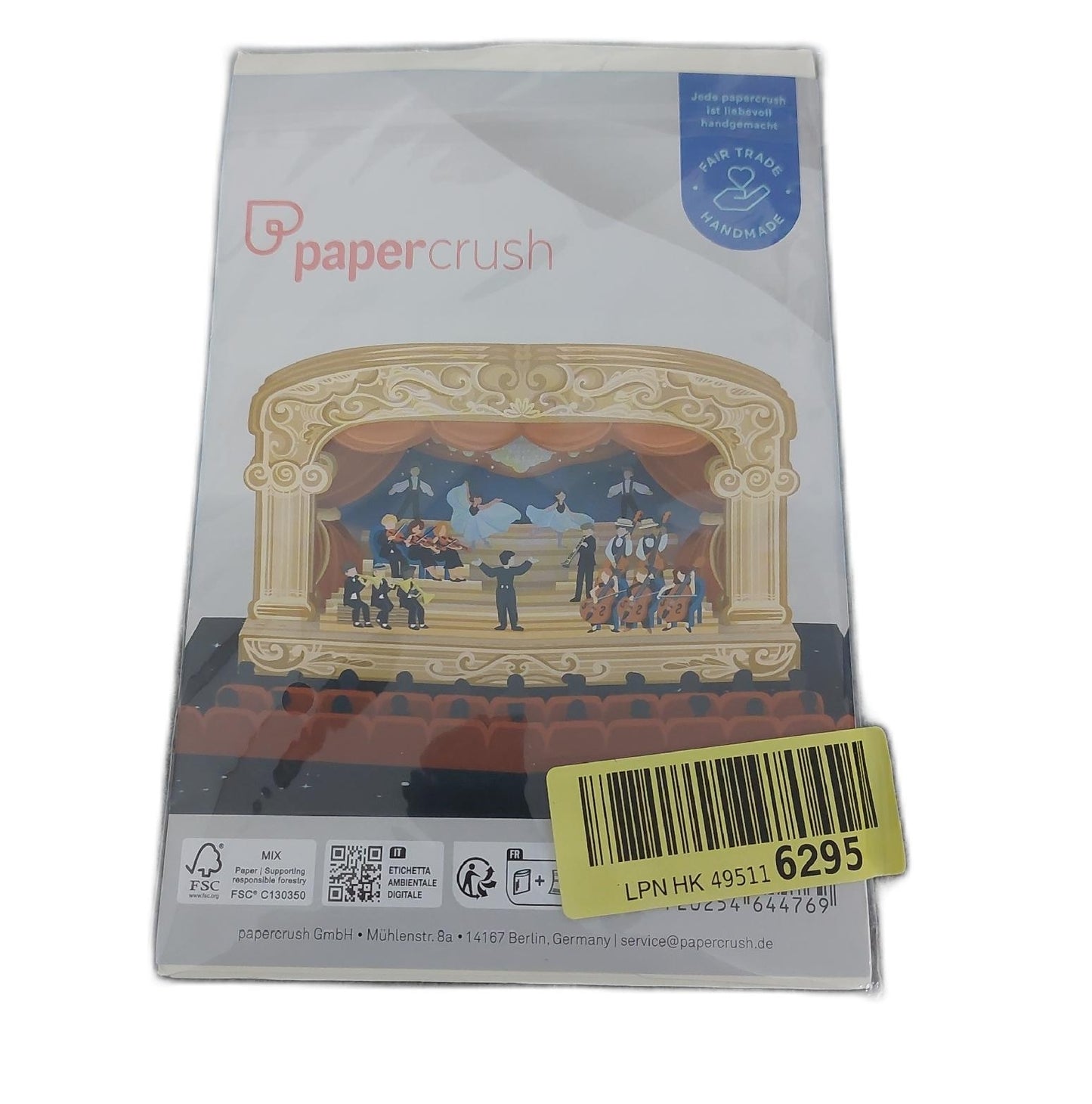 papercrush Pop Up Karte Gutschein Geschenkverpackung Theaterliebhaber Geburtstag Musical Oper Ballett