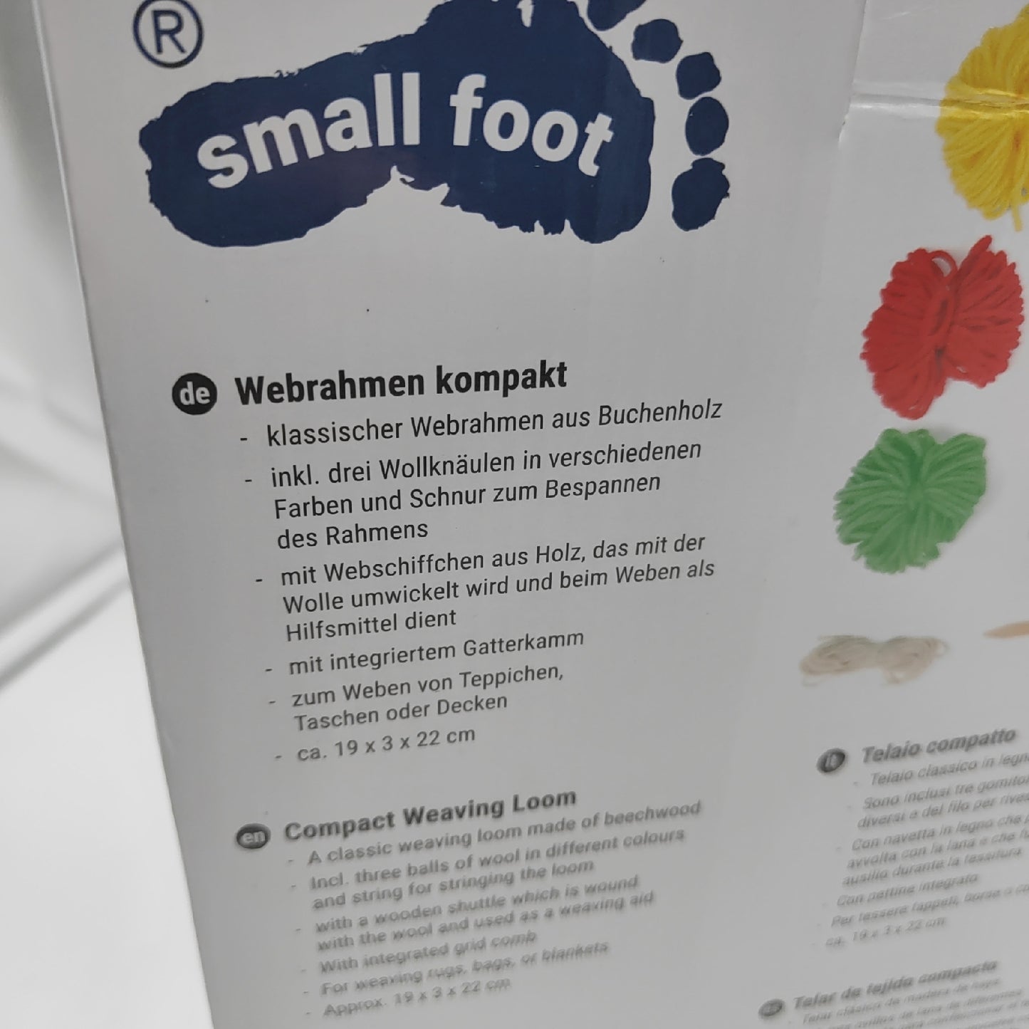 small foot Webrahmen "Kompakt" aus Holz inkl. Wendekamm drei Wollknäulen ab 6