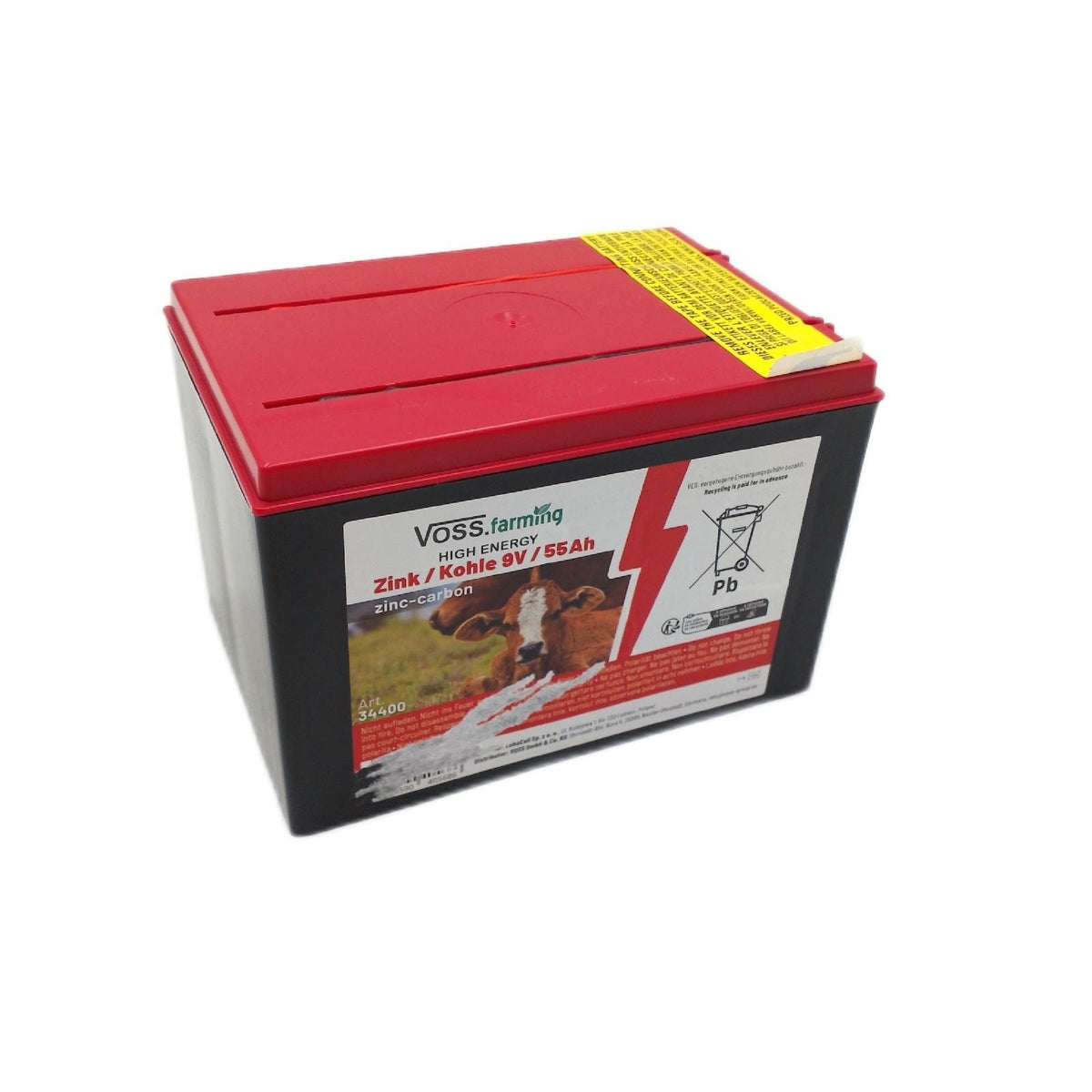 VOSS farming Weidezaun Trockenbatterie 9 Volt 55Ah Lange Laufzeit geeignet für Solarset