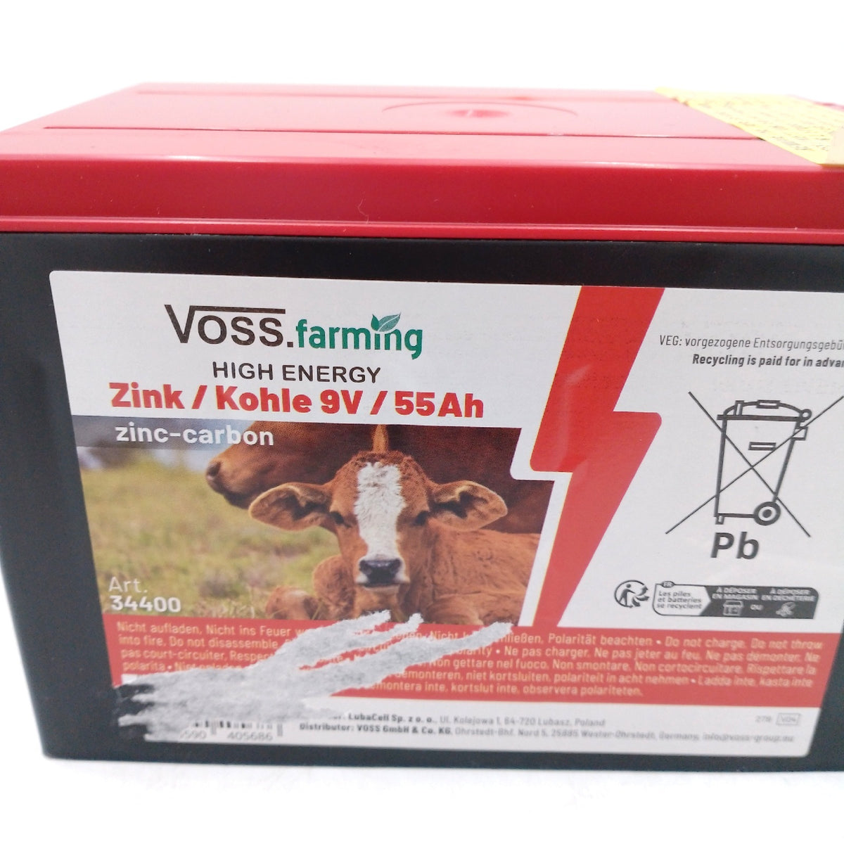 VOSS farming Weidezaun Trockenbatterie 9 Volt 55Ah Lange Laufzeit geeignet für Solarset