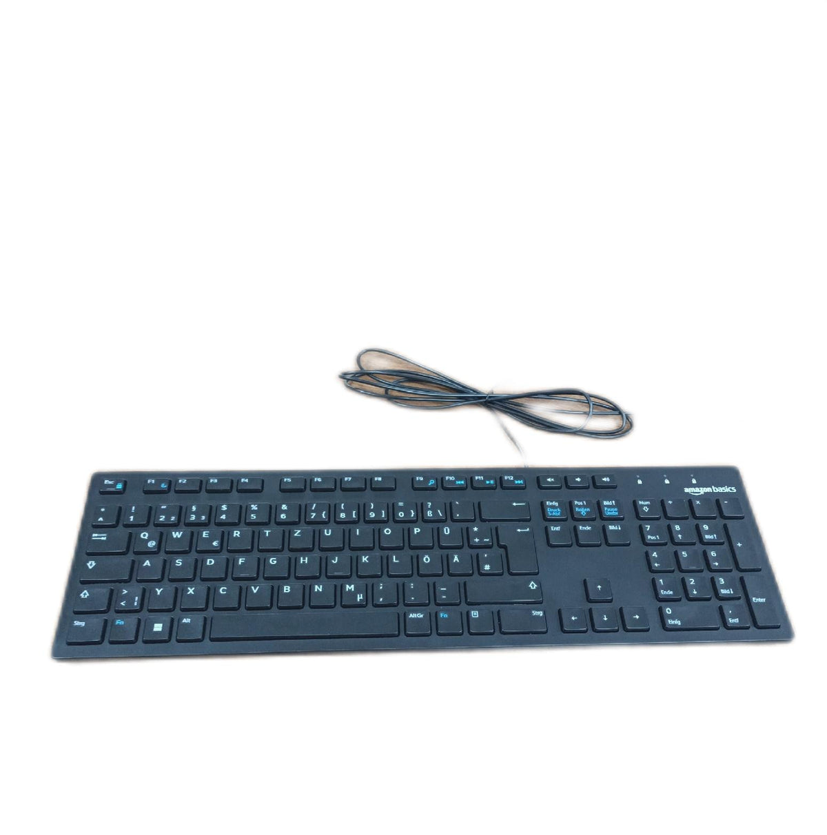 Amazon Basics Tastatur DE Layout flach USB kabelgebunden Mattschwarz Keyboards