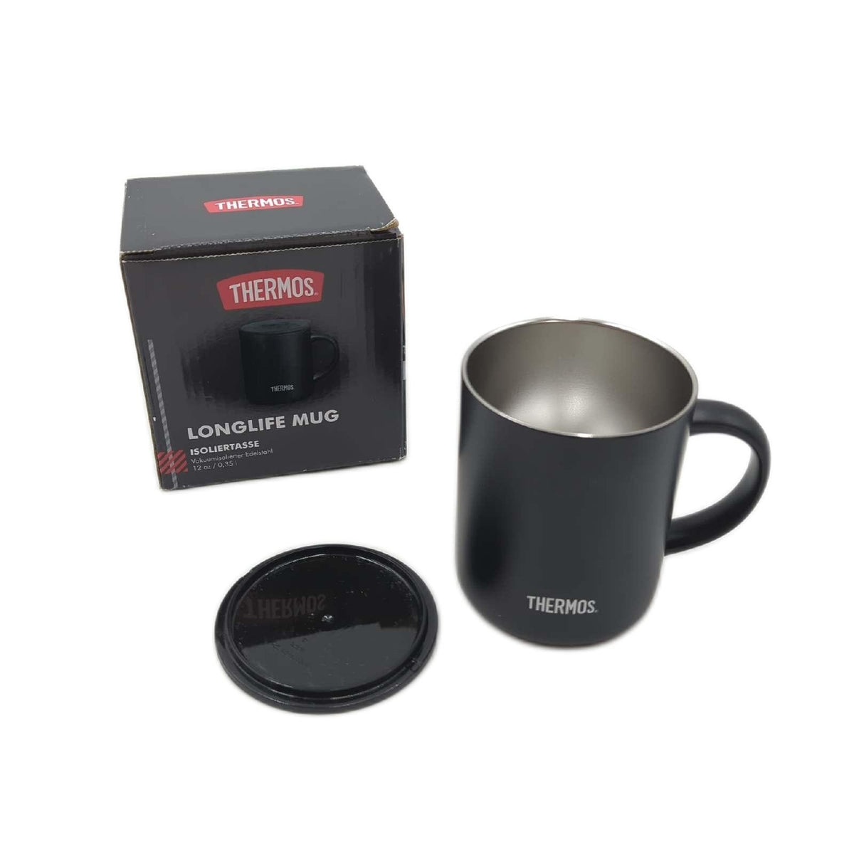 Thermos Edelstahlbecher Longlife Cup 350ml Schwarz ohne Gummiring