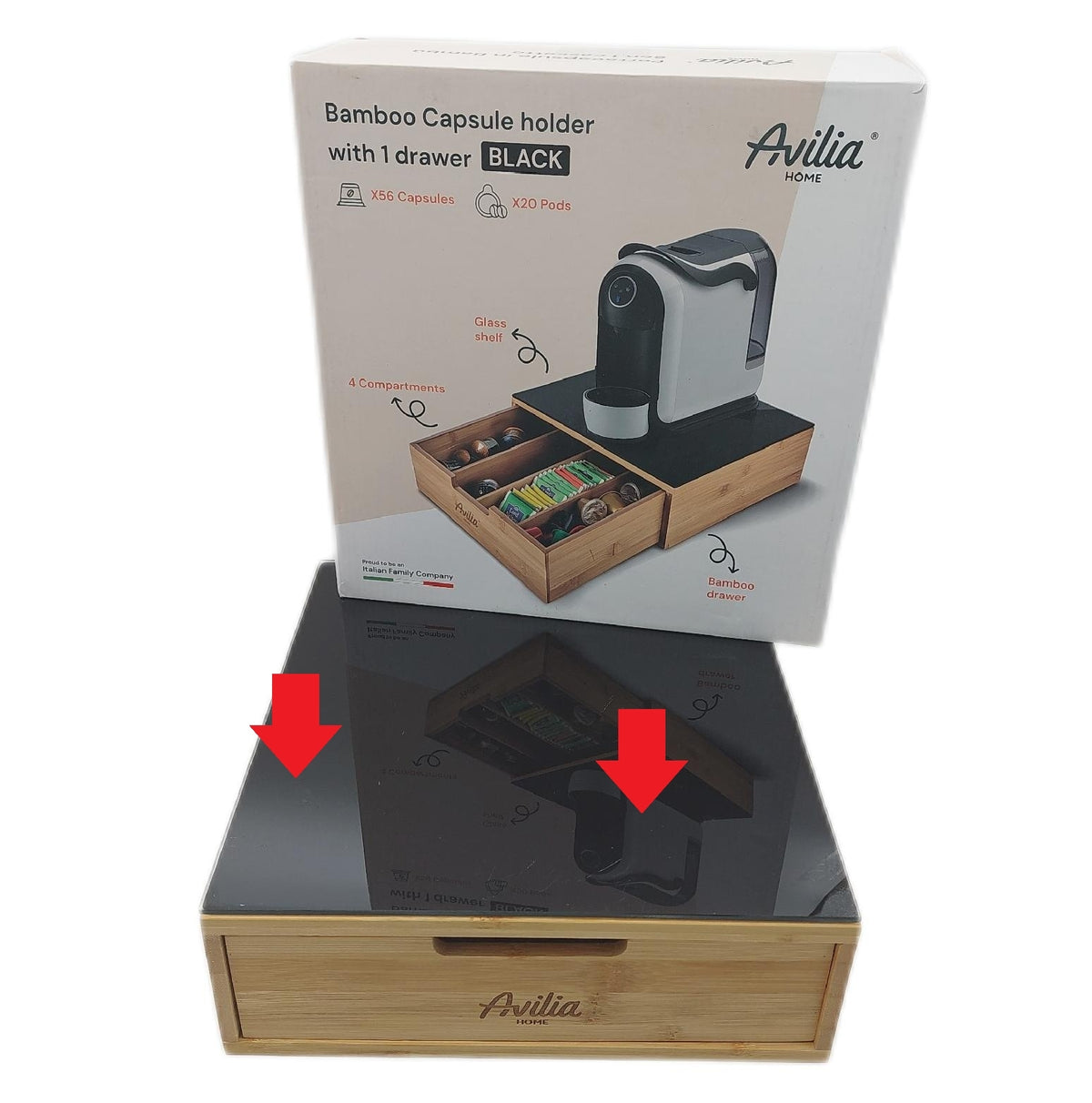 Avilia Kapselhalter Schublade Küchenzubehör Bamboo Pod Ablage KRATZER Design
