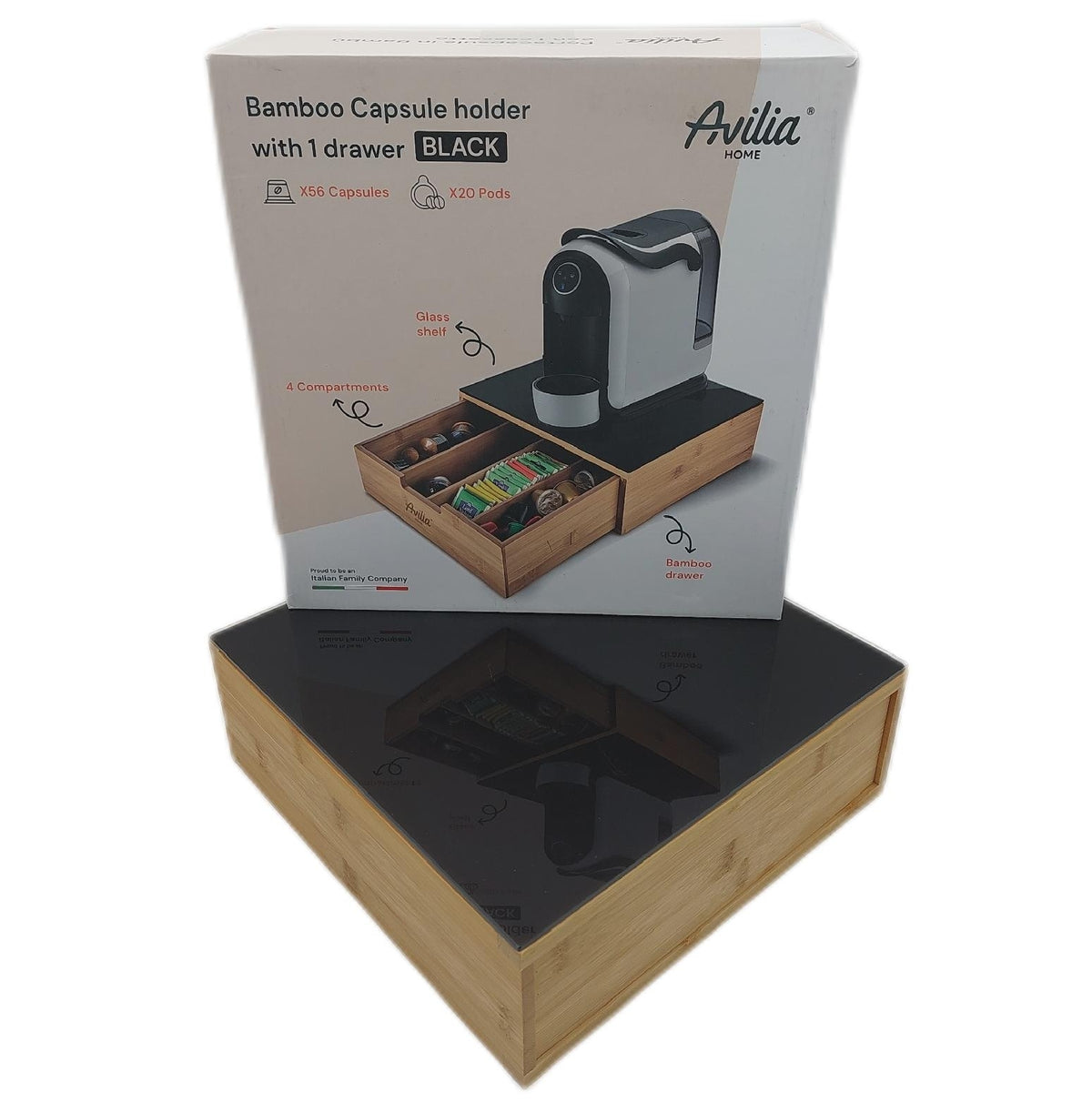 Avilia Kapselhalter Schublade Küchenzubehör Bamboo Pod Ablage KRATZER Design